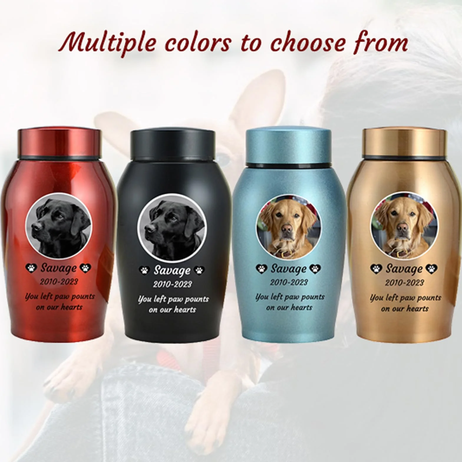 Urnes pour Cendres de Chien personnalisées en Acier Inoxydable, Bleu, Big