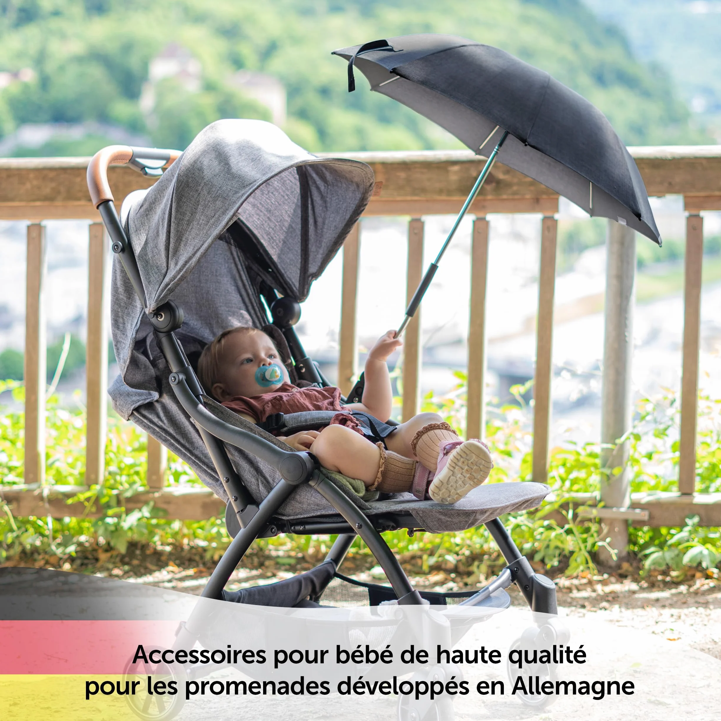 Zamboo Ombrelle Poussette Universelle UV 50+ Parasol Flexible 73 cm Protection Solaire Bébé