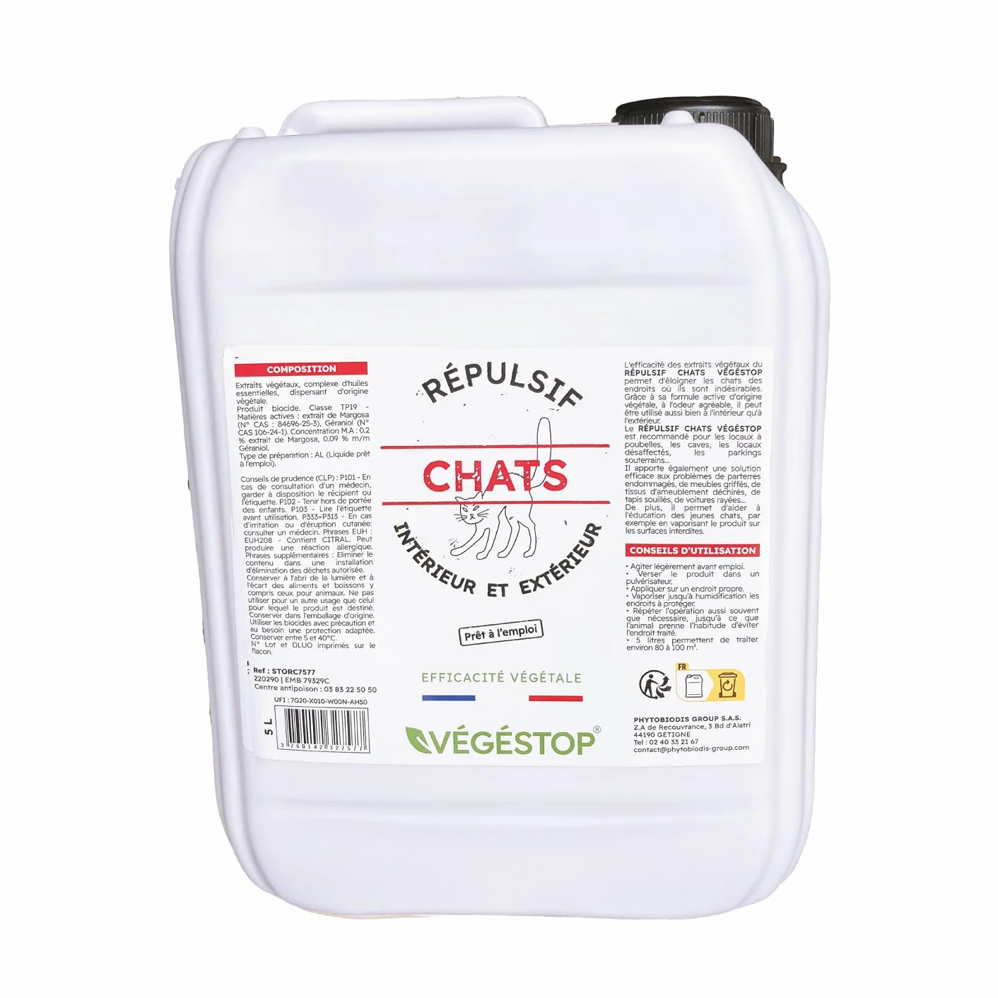 Répulsif Chats 5 L Dissuasif Anti-Urine Intérieur Extérieur