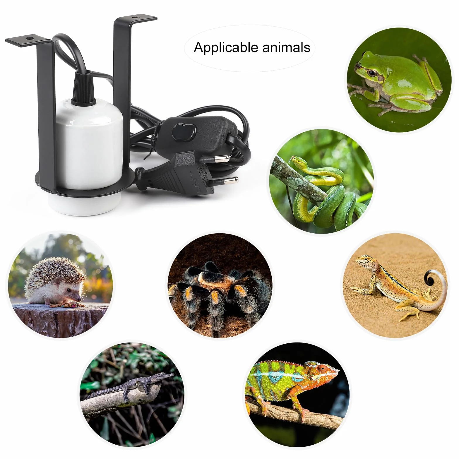 Douille en Céramique Lampe Chauffante E27 pour Terrarium Reptiles, Câble 1,5 m, 2 Pièces