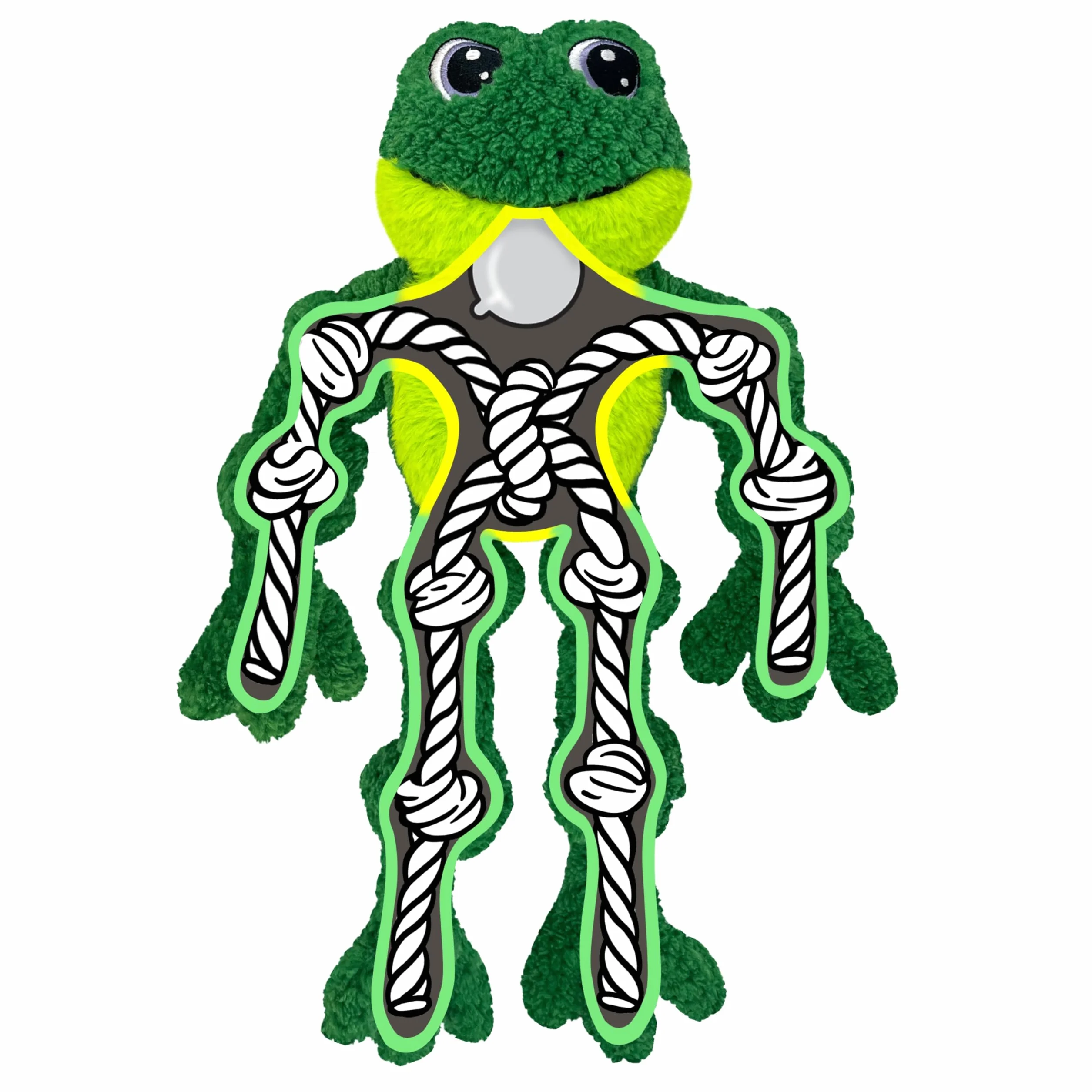 KONG Knots Grenouille jouet avec squelette de corde intérieure