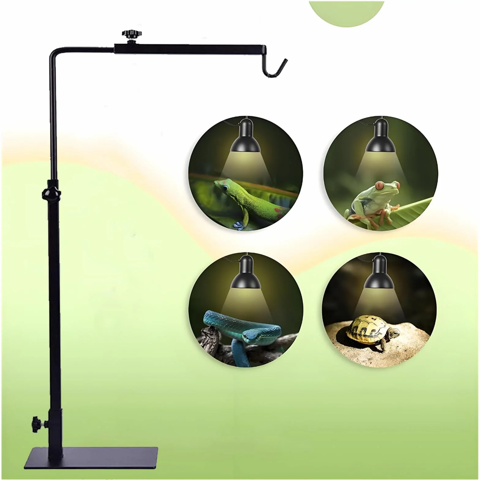 Support Lampe Reptile Réglable Hauteur 54-94cm Largeur 25-45cm Chauffante Tortues Geckos Lézards