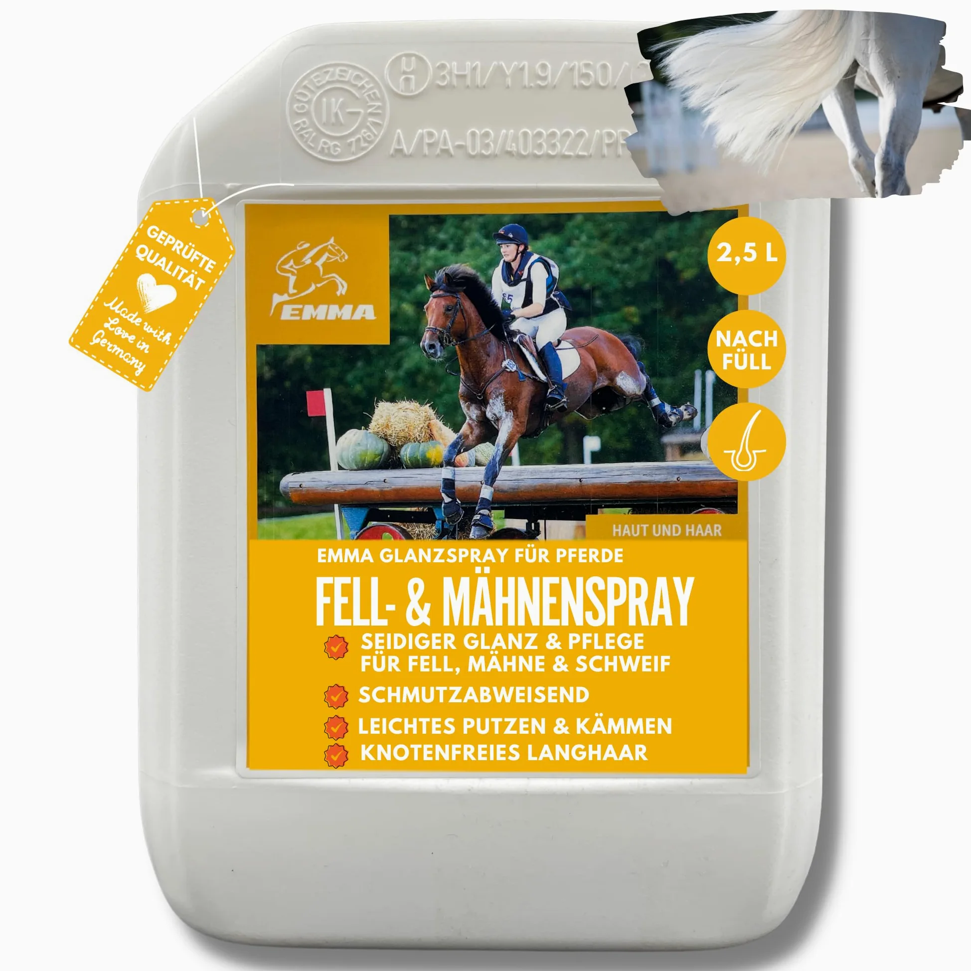 Spray pour queue et crinière de cheval 2500ml soin du pelage I brillant & démêlant pour pelage crinière queue I Spray pour queue pelage - soin du cheval accessoires pour chevaux - brillance du pelage