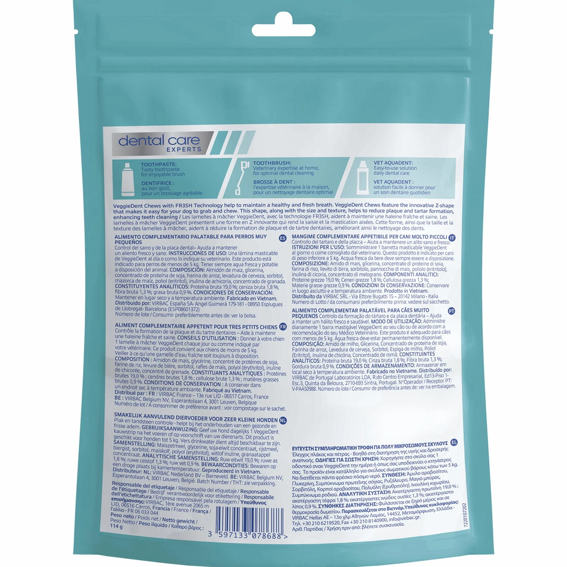Veggiedent vn100758 bandes de snack fresh XS