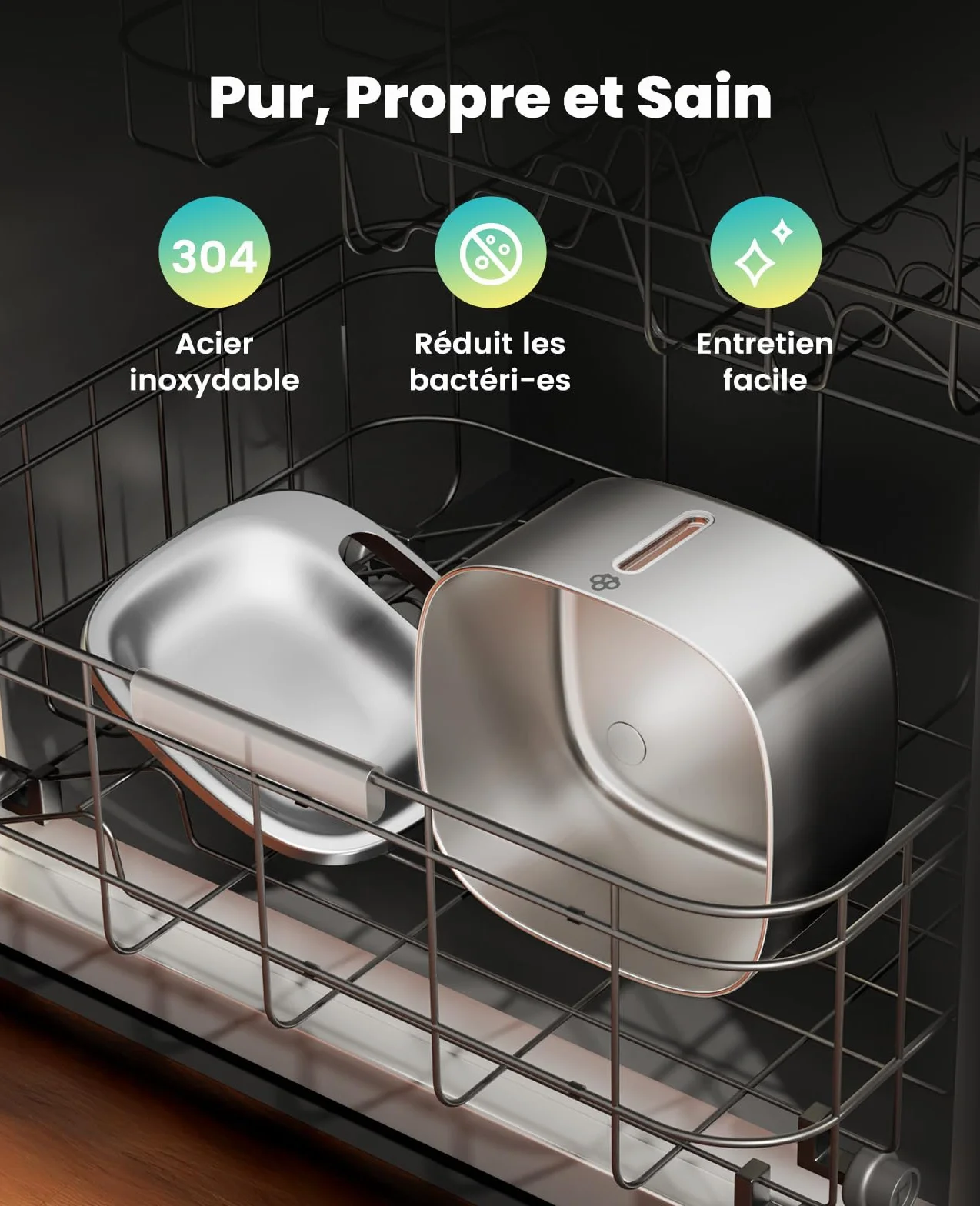 oneisall Fontaine à Eau pour Chat sans Fil 3,5 l Acier Inoxydable Batterie 5000 mAh Détecteur de Mouvement Pompe Silencieuse