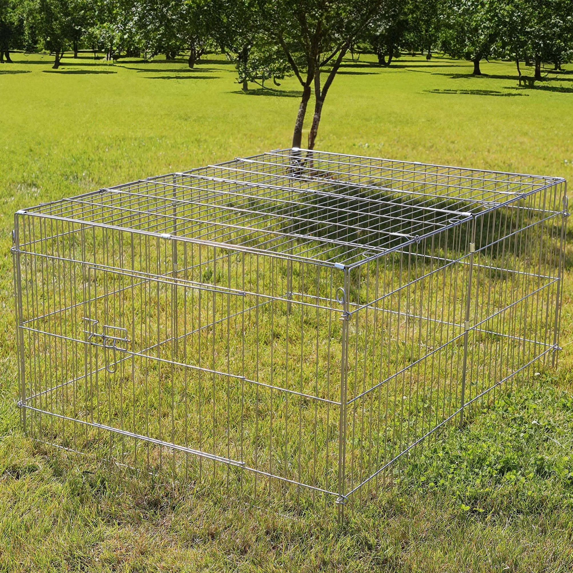 Wiltec Parc Enclos pour Petits Animaux domestiques - 122 x 95 x 58 cm - Clôture Cage avec Bâche Protection Solaire Cage - pour Cochons d'Inde Hamster