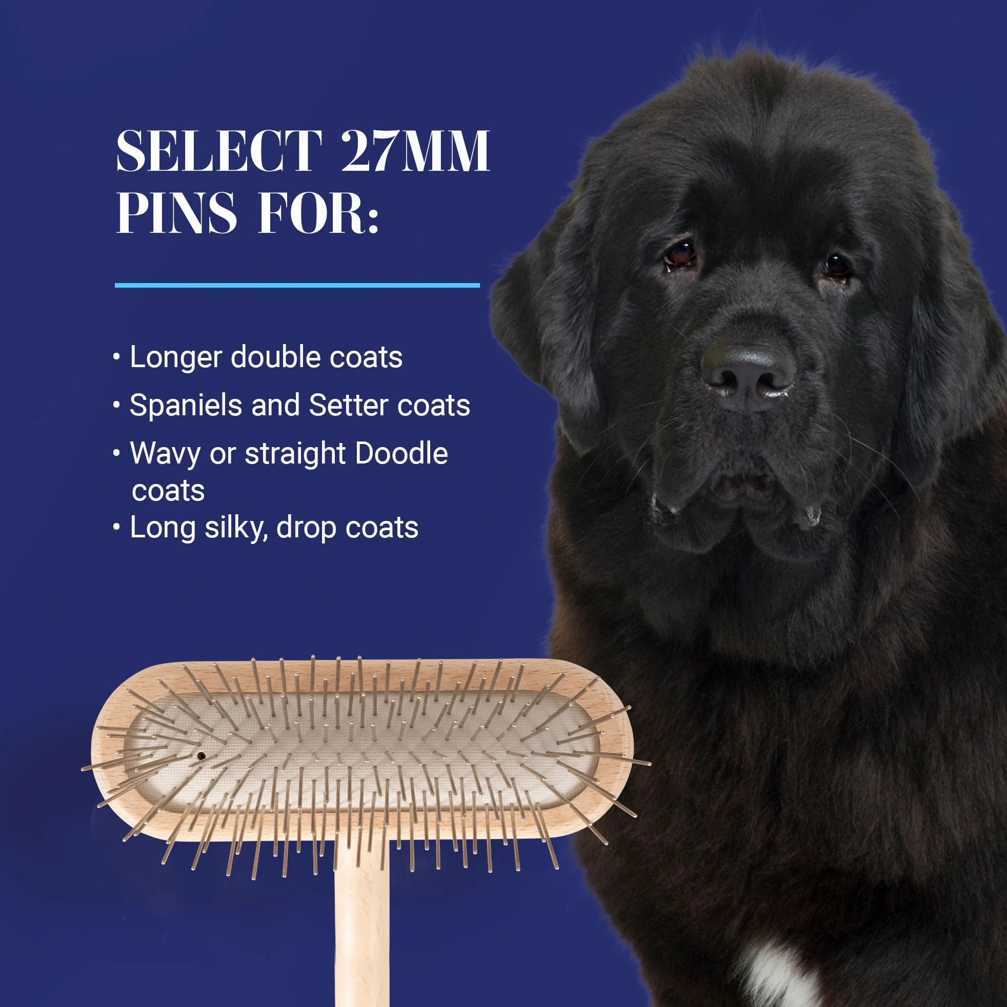 Chris Christensen Brosse pour Chien, Brosse en T de 27 mm, pour toiletter comme Un Professionnel, épingles en Acier Inoxydable, Corps en Bois de hêtre léger, Pointes polies et polies, Lutte Contre la