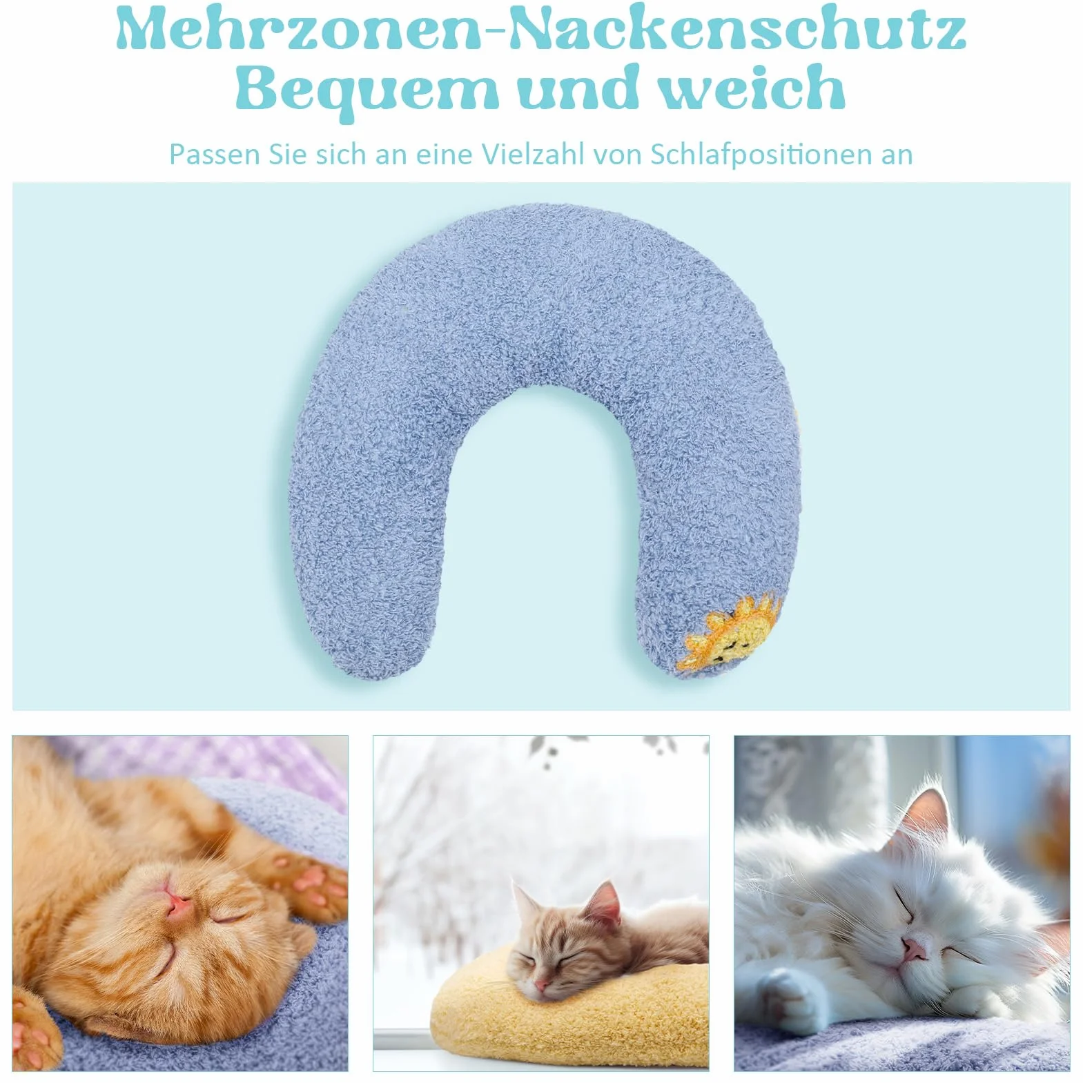 Apricitie Coussin en forme de U pour chien et chat Lot de 2 Jouet peluche animaux de compagnie