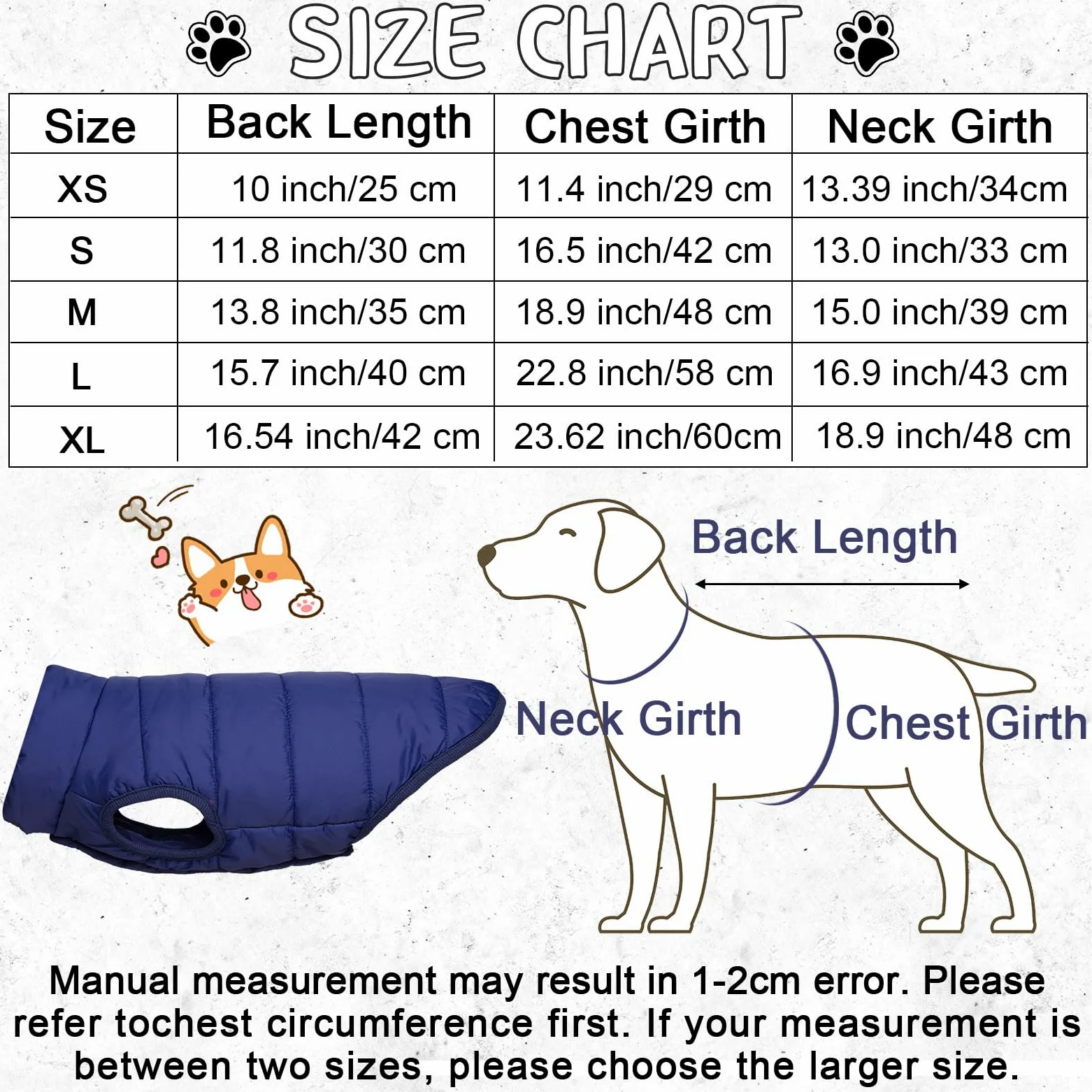 2 Vestes de Chien d'hiver Veste de Chien Chaude Doublée en Polaire de 2 Couches Manteau Doux Coupe-Vent par Temps Froid