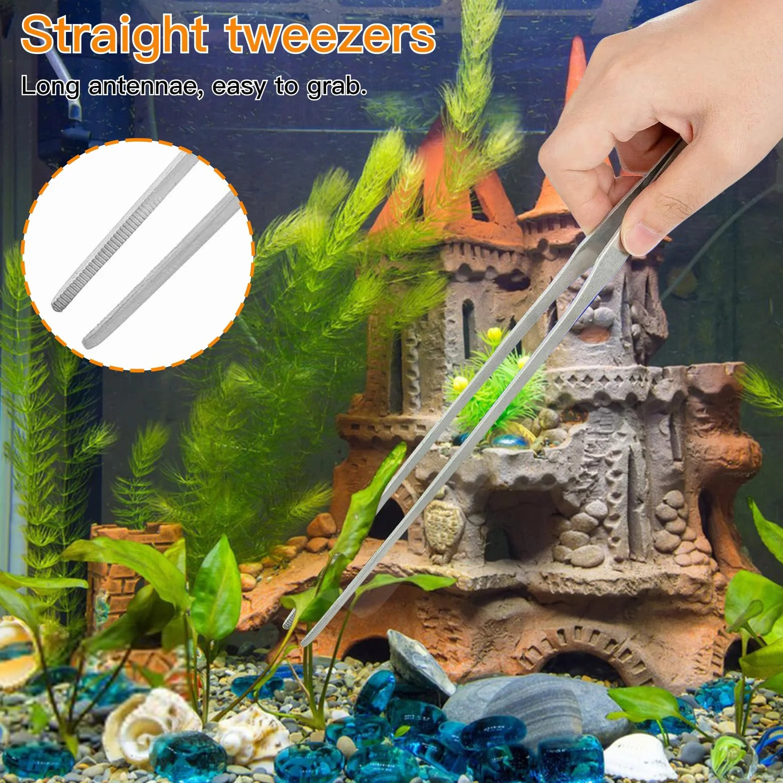 Aquarium Aquascaping Kit 5 en 1 INOX Ciseaux Pinces Outils Set