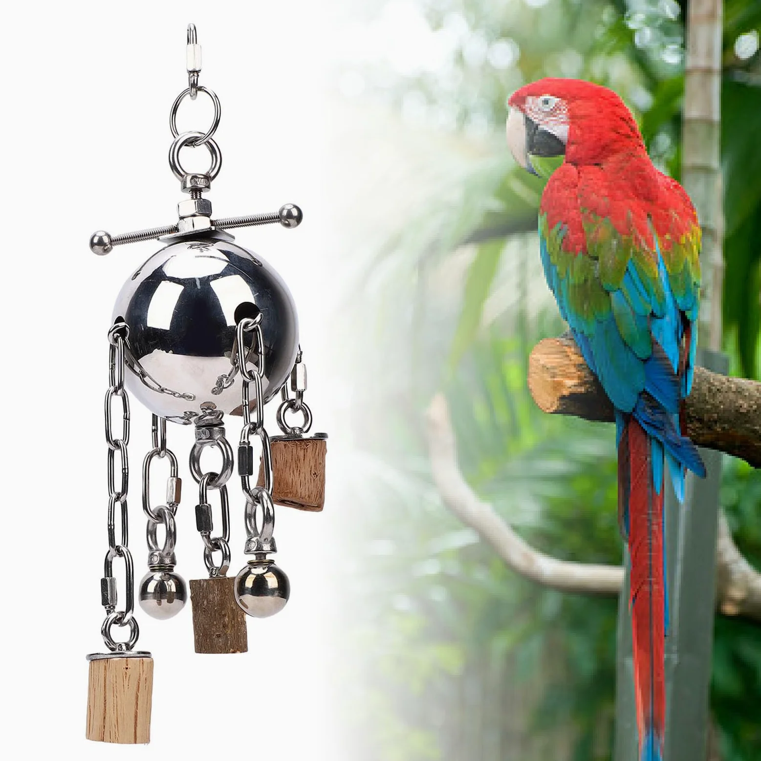 Jouet D'ara de Cloche d'acier Inoxydable Durable pour Le Type D'article de Stimulation Mentale de Perroquet Jouet D'oiseau de Cloche Suspendu