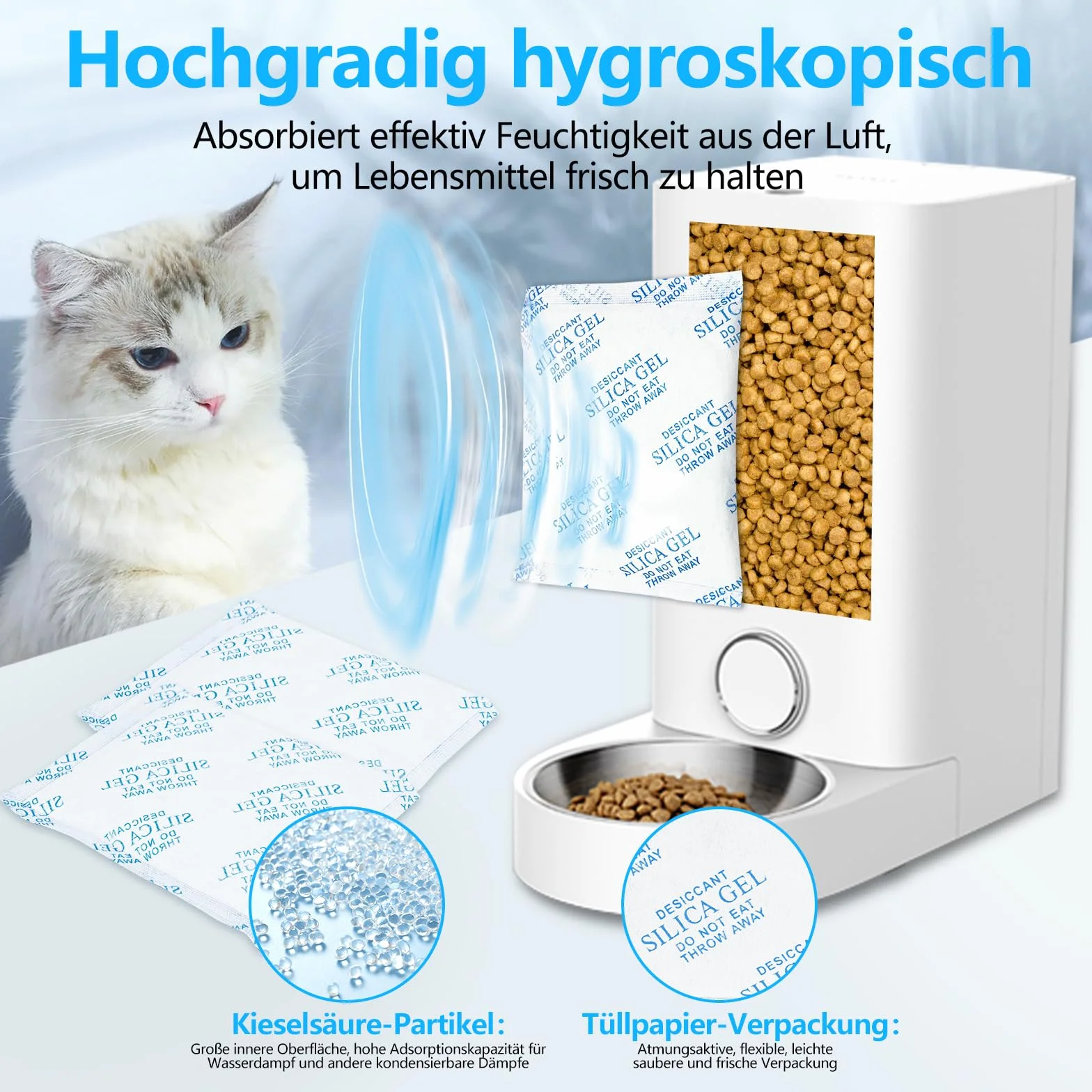 Haliya Lot de 5 Déshydratants pour Distributeur Automatique de Nourriture pour Chat et Chien 5 l