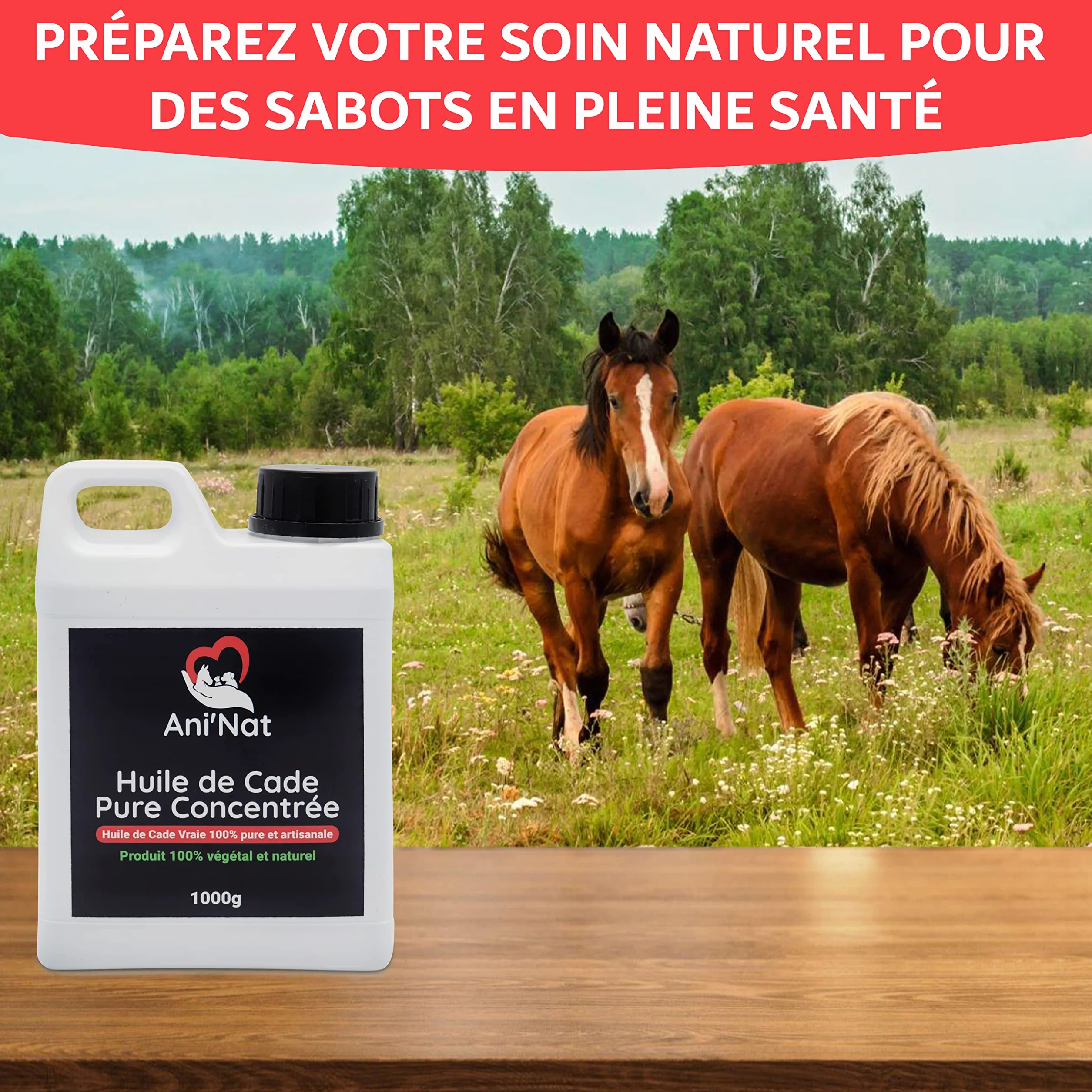 AniNat Huile de Cade Pure Concentrée 100% Naturelle - Soin des Pattes des Poules, Sabots Chevaux - Bidon 1000g
