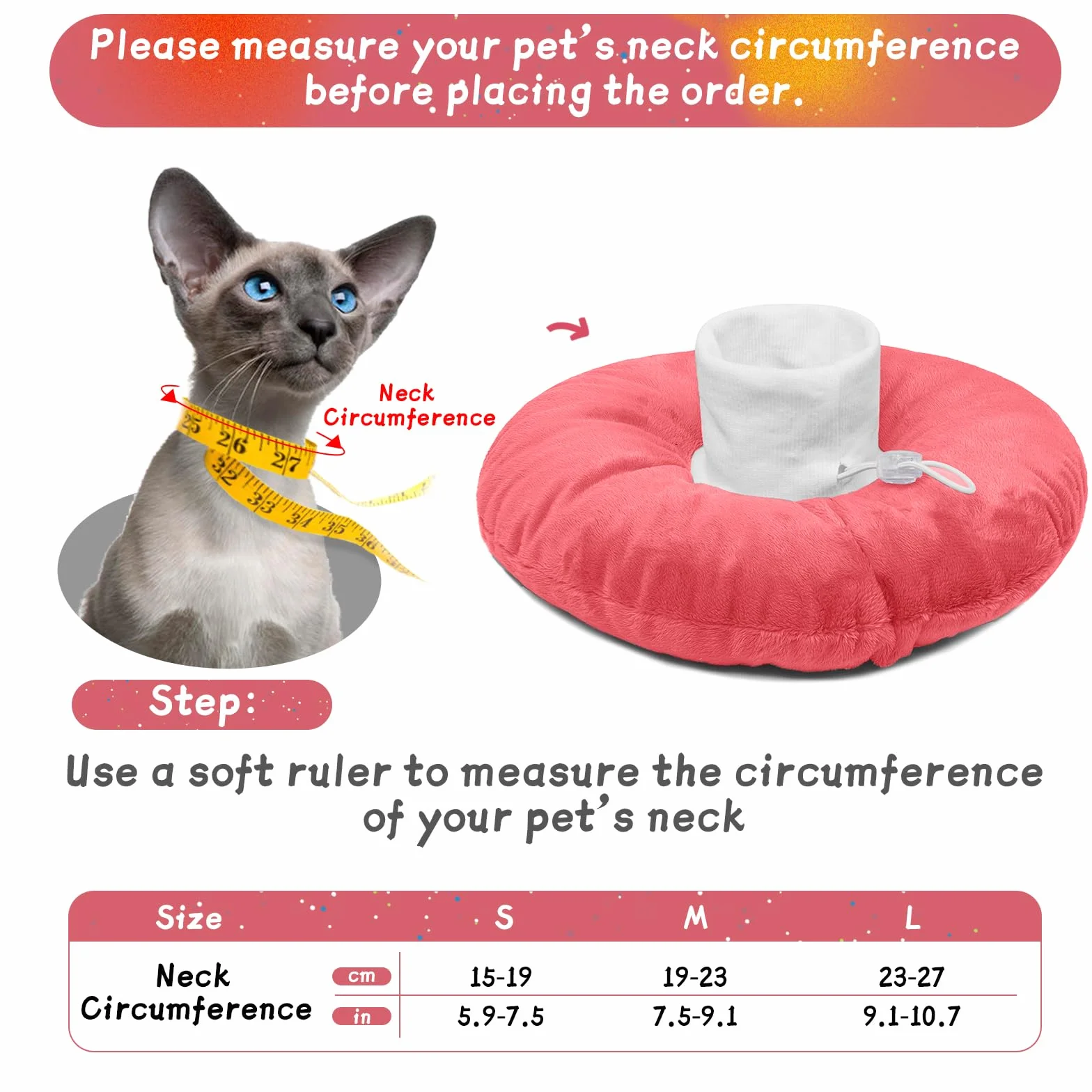 Collier conique souple pour chat cône de convalescence Elizabethan rose S