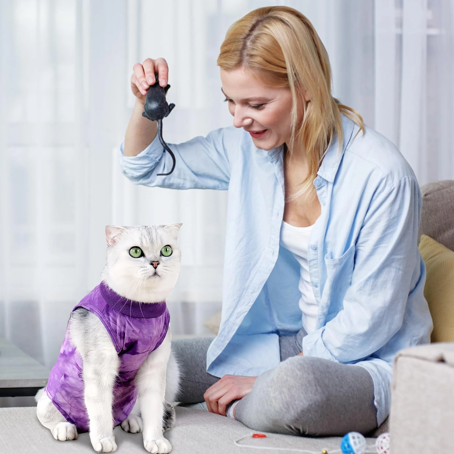 Combinaison de Récupération Chat Gilet Chirurgical Anti-Léchage Post Opératoire Rose M