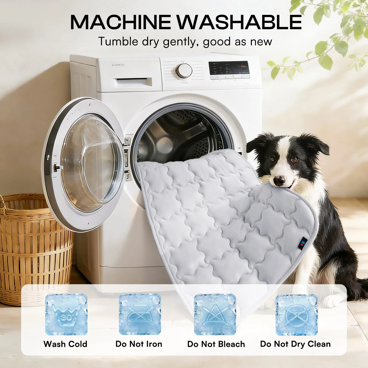Tapis Rafraîchissant pour Chien et Chat, Lit Lavable pour Chien Gris 51x77cm