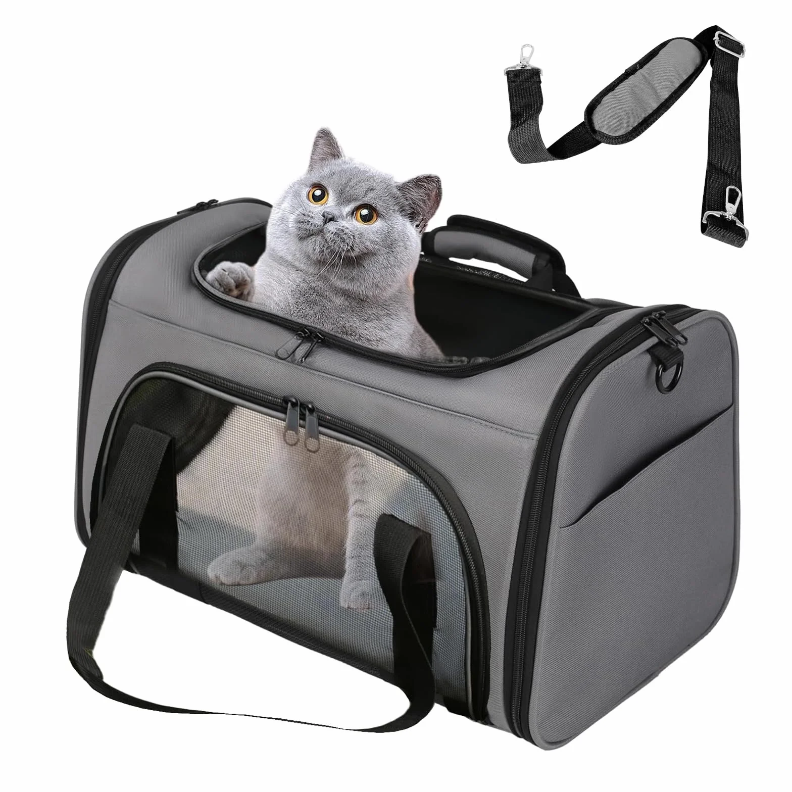 Sac Transport Chat Matelas Doux Pliable Petite Moyenne Taille Gris L