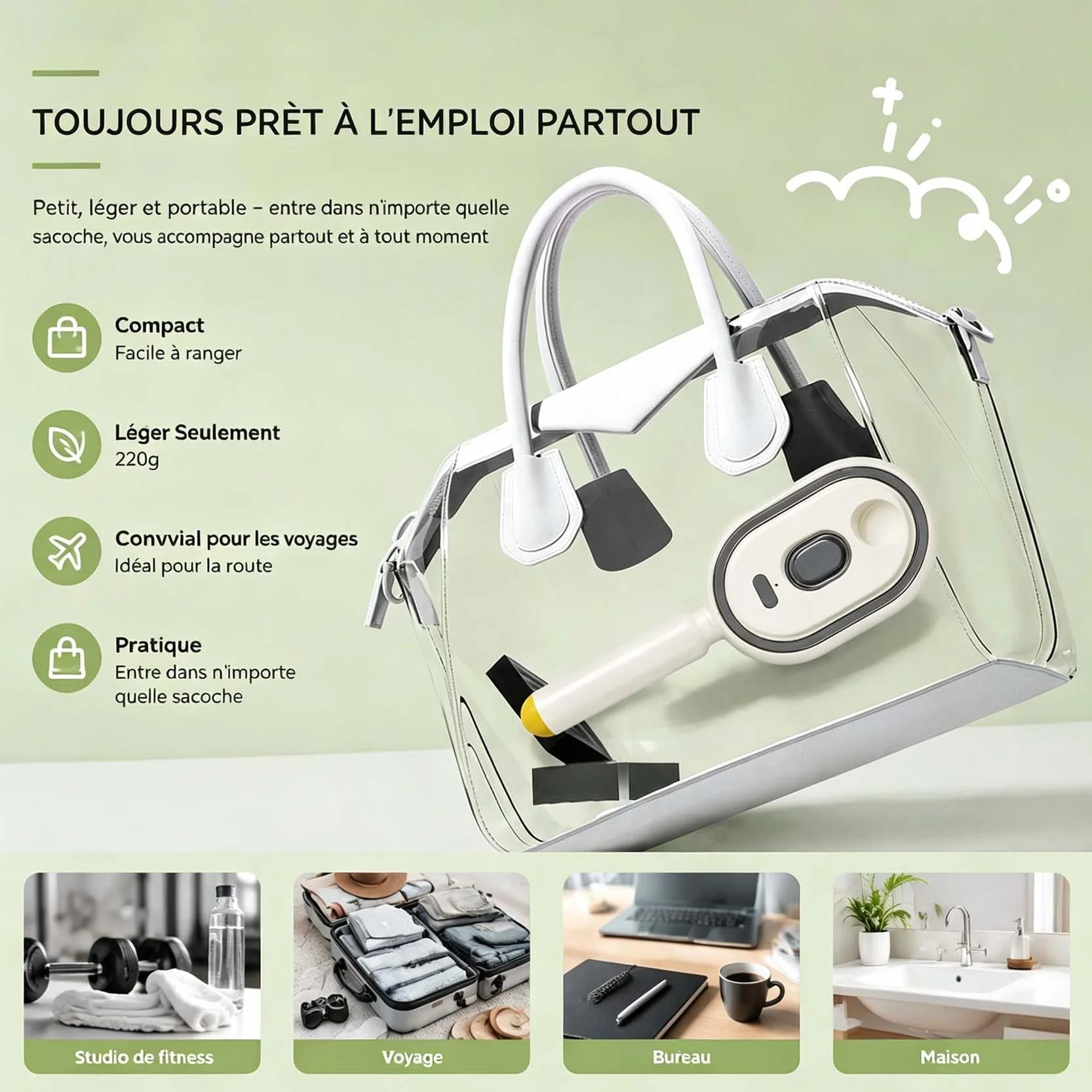 Brosse à Vapeur Électrique 3 en 1 Lisser Contrôler Frisottis Violet