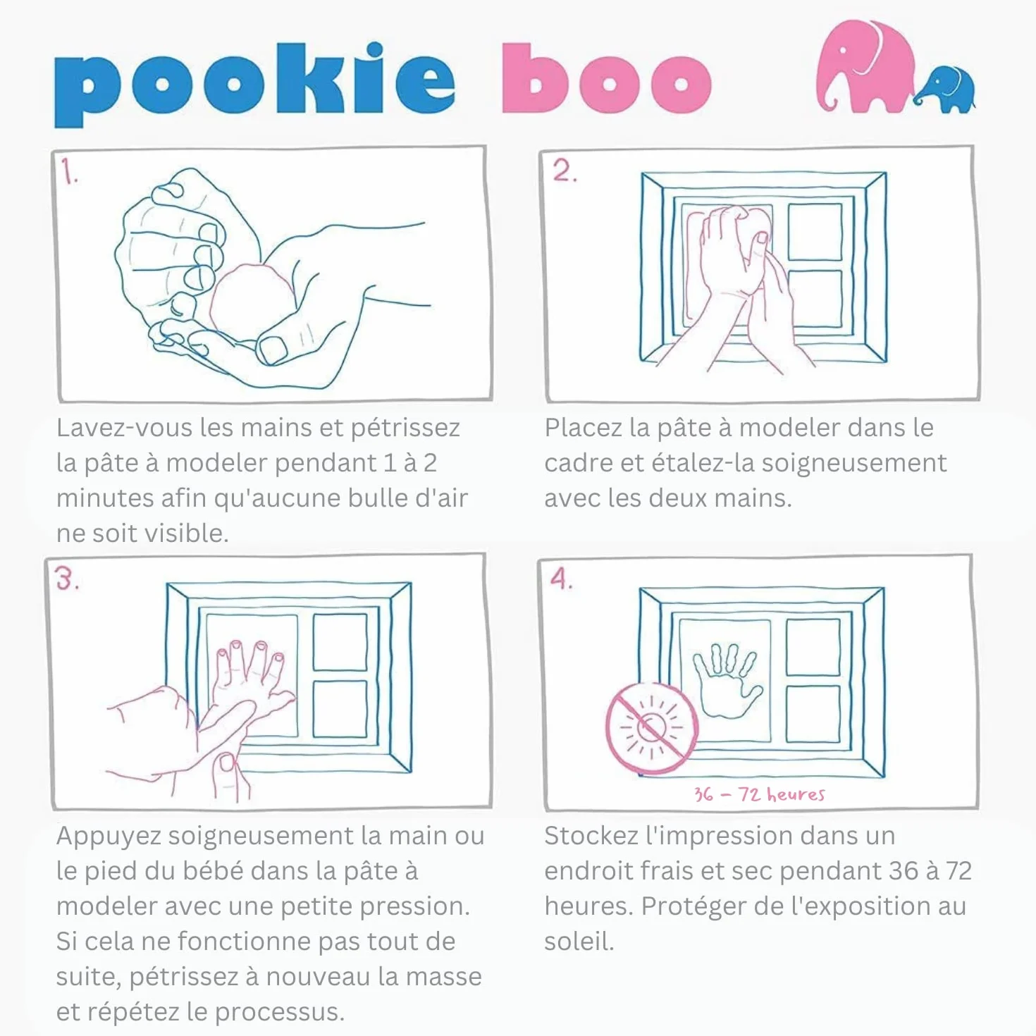 Kit Empreinte Pieds et Mains Bébé Cadre Bois Verre Acrylique Support 2 Photos Cadeau Noël