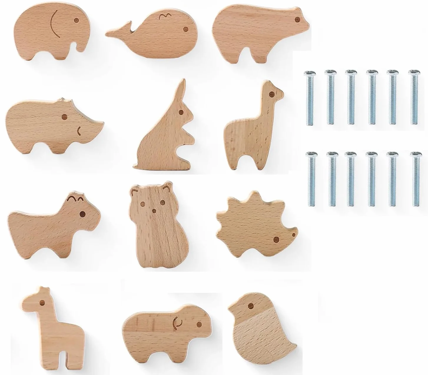 LATRAT Lot de 12 Boutons d'Armoire en Bois - Poignées pour Tiroirs, Commode