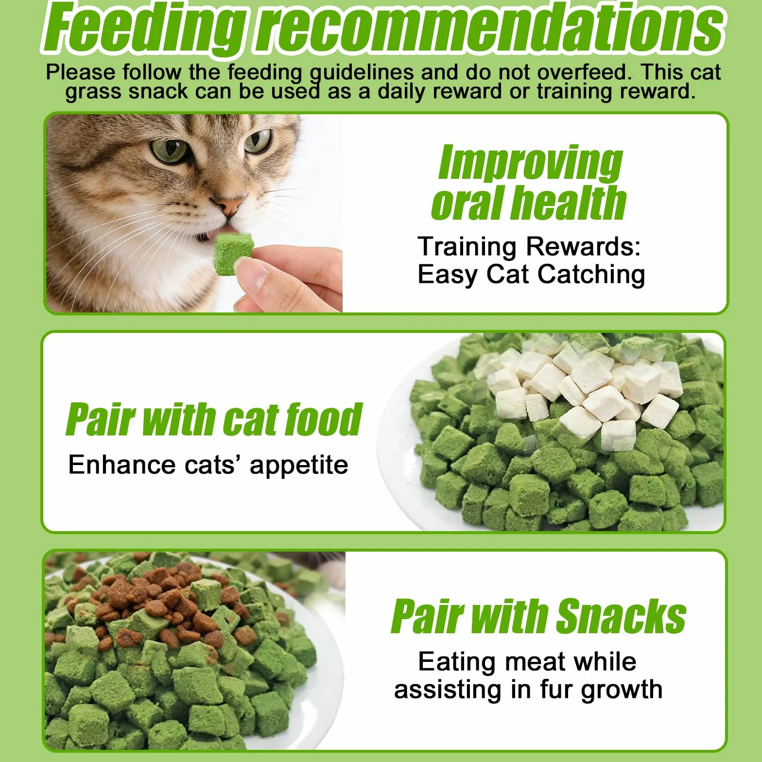 BAIFULAI Lot de 2 sachets d'herbe à chat lyophilisée 200 g pour soins dentaires et élimination des pelotes de poils