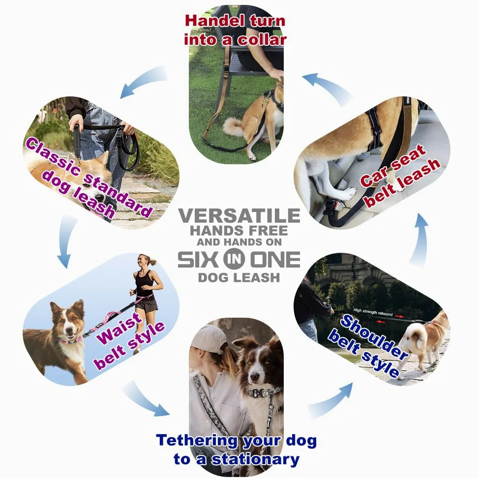 TSPRO Laisse mains libres pour chien pour la marche, la course à pied, avec ceinture de sécurité de voiture, laisse élastique absorbant les chocs avec poignée rembourrée (vert)