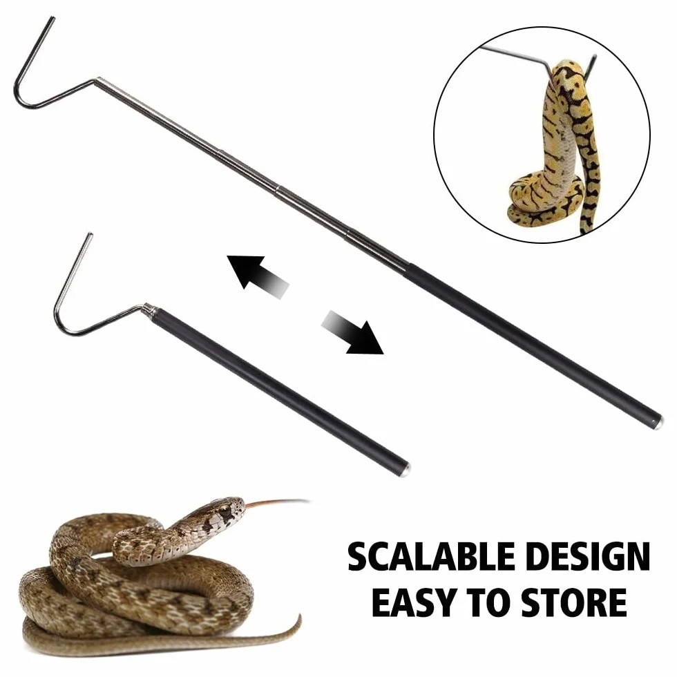 DONGKER Crochet de Serpent Pliable en Acier Inoxydable 66 cm pour Capture de Serpents Jusqu'à 0,9 Kg