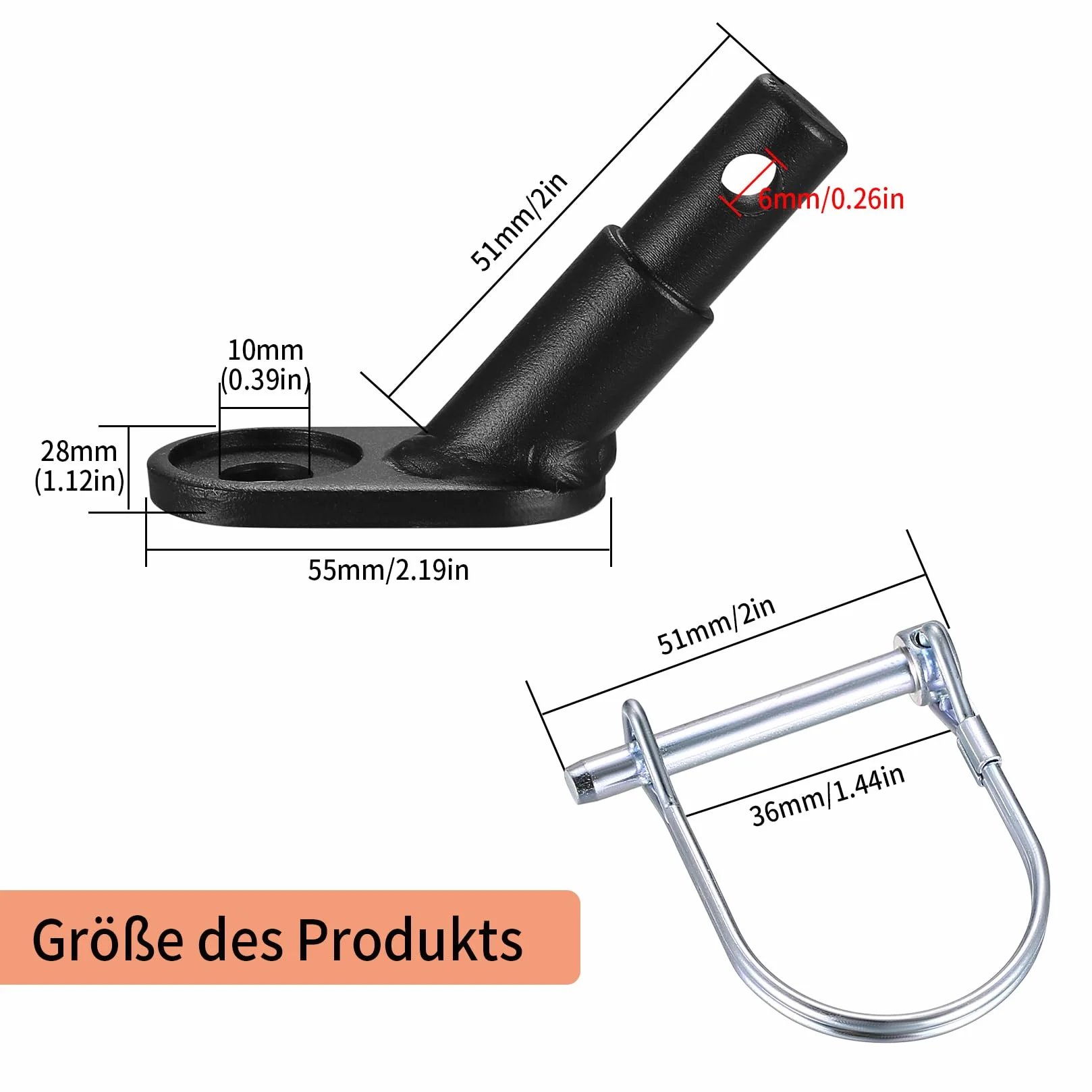 Attelage de remorque pour vélo avec Broche de sécurité, Adaptateur Universel pour remorque à vélo