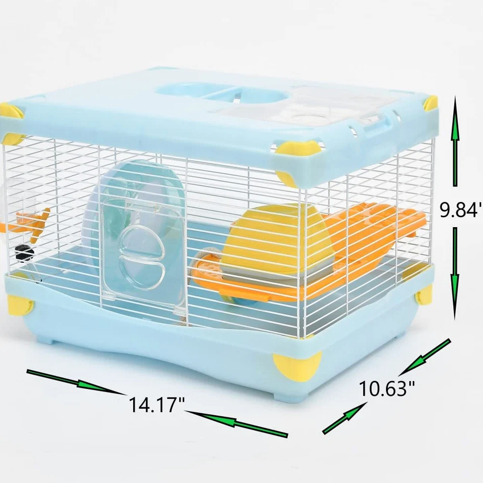 Cage à hamster pour petits animaux 2 couches transparente avec plateau spacieux, facile à nettoyer, respirante, facile à nettoyer. Dimensions : 36 x 26 x 25 cm (l x L x H). Convient pour les petits