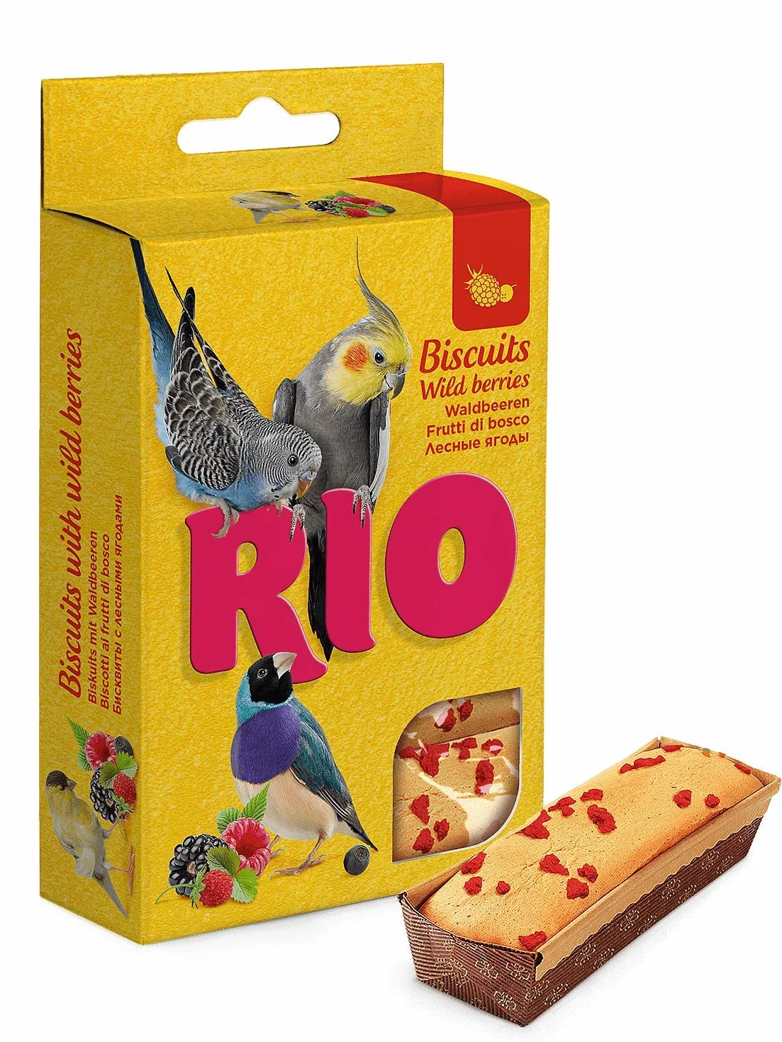 RIO Biscuits aux Baies Sauvages 4 x 35 g Aliment complémentaire pour Oiseaux d’Ornement