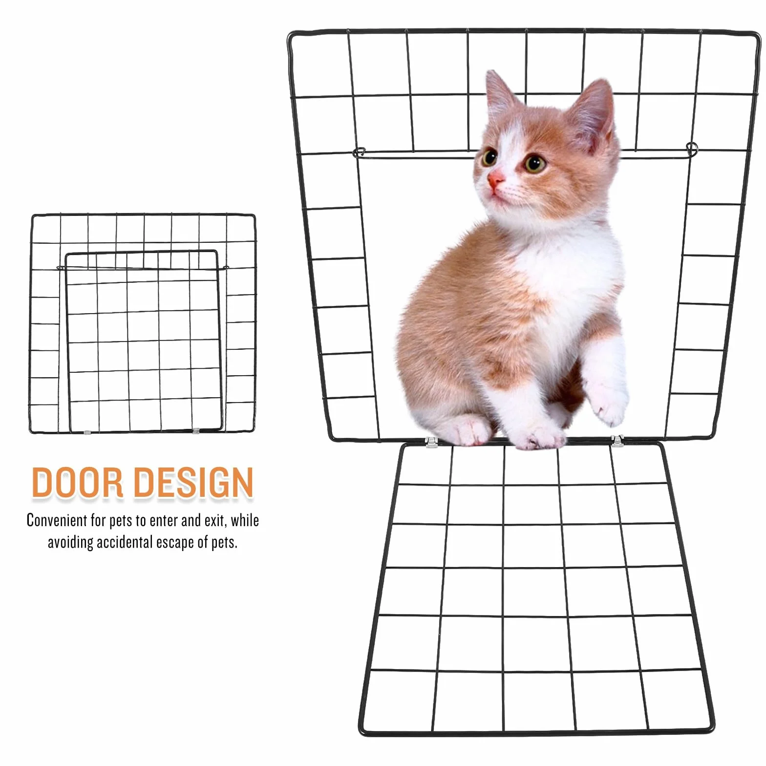 Porte de Clôture en Fer Noir Panneau Modulable Facile à Monter pour Enclos Animaux