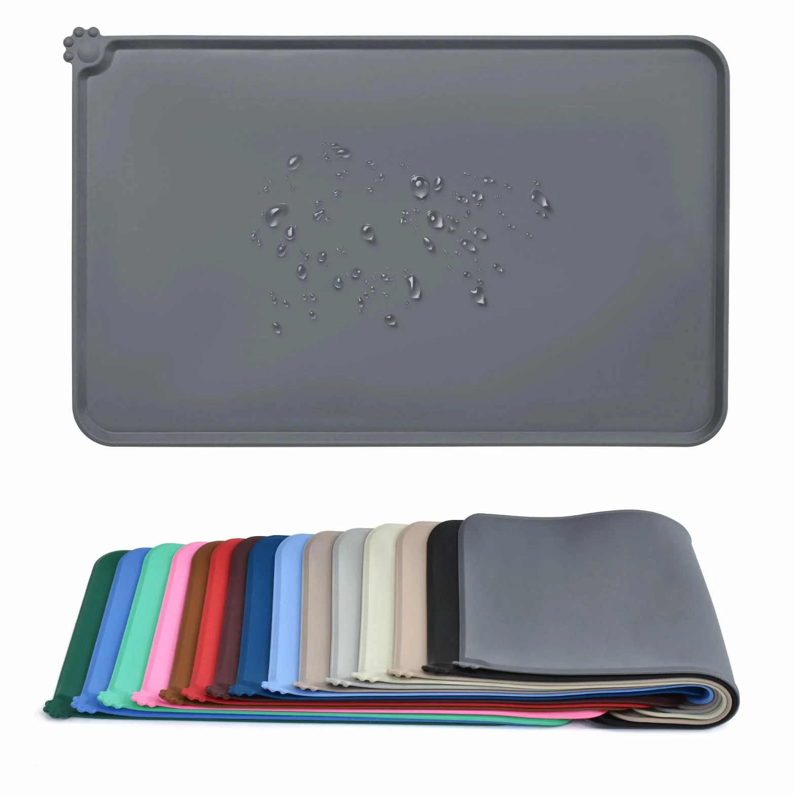 AUDWUD Tapis de nourriture pour chien chat animal de compagnie en silicone étanche , tapis de bol pour animal de compagnie antidérapant, tapis de nourriture pour animal de compagnie.