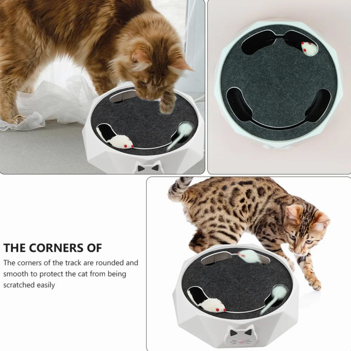 Abaodam Interactif pour Chat Souris Électronique pour Chat Souris Burrowing à Piles Abs Blanc et Domestique