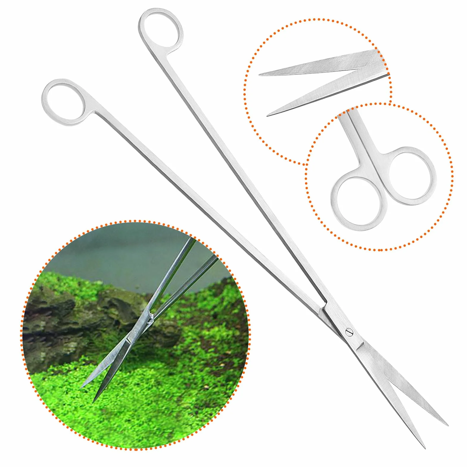 Kit d'outils pour aquarium 6 PCS Pince à épiler en acier inoxydable Ciseaux Spatule