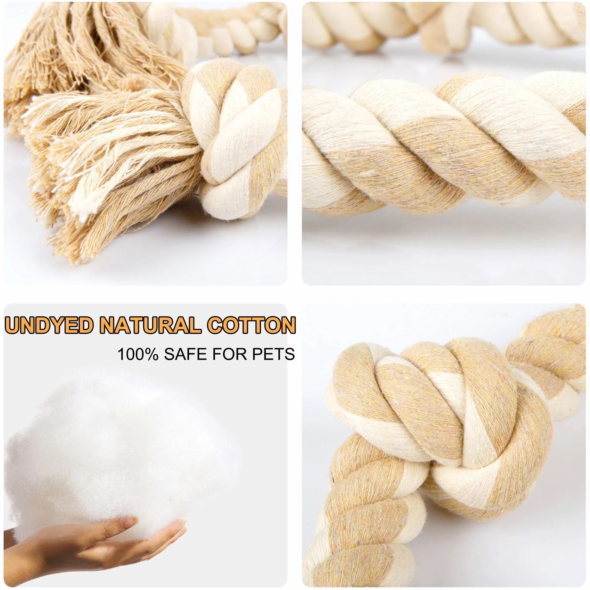 Fida Jouet en corde pour grands chiens 92 cm indestructible coton naturel