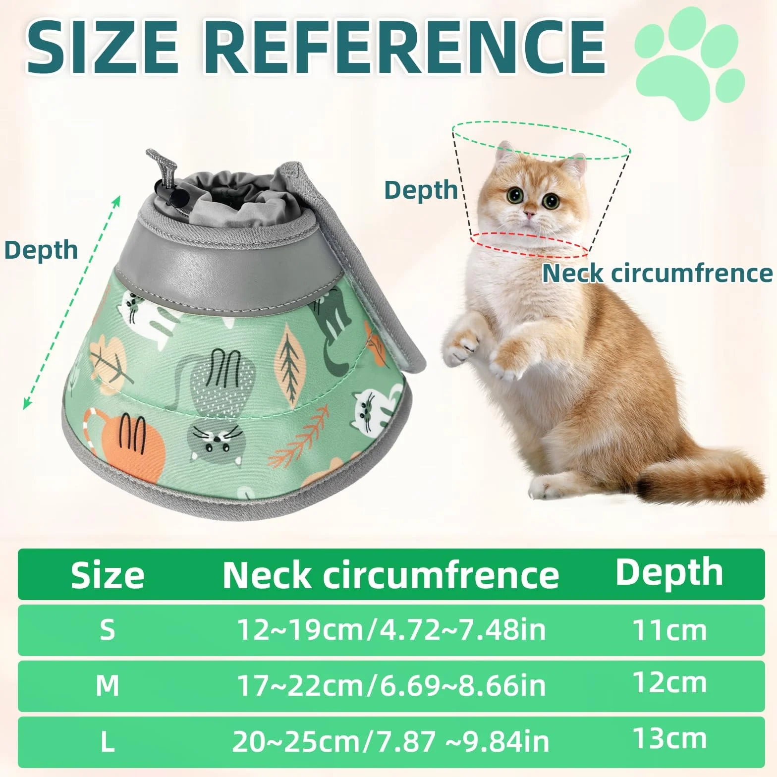 Collerette Chat Anti Léchage Réglable Pliable Doux Après Chirurgie Élisabeth Collier Cône Chats Petits Chiens Vert Menthe L