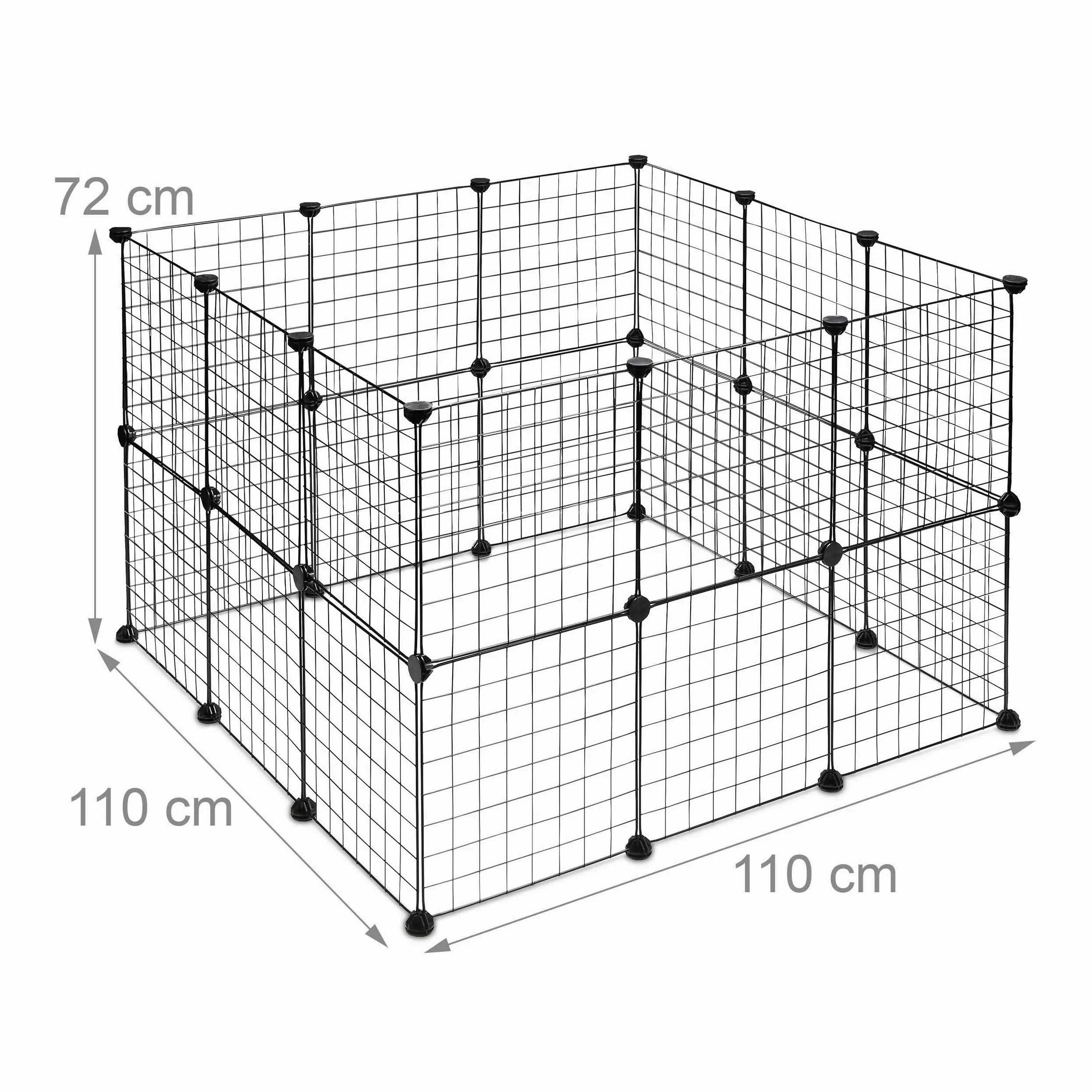 Relaxdays Enclos pour Petits Animaux Domestiques DIY Parc Extensible Cage Grille Clapier Grillage Pack de 24, Noir