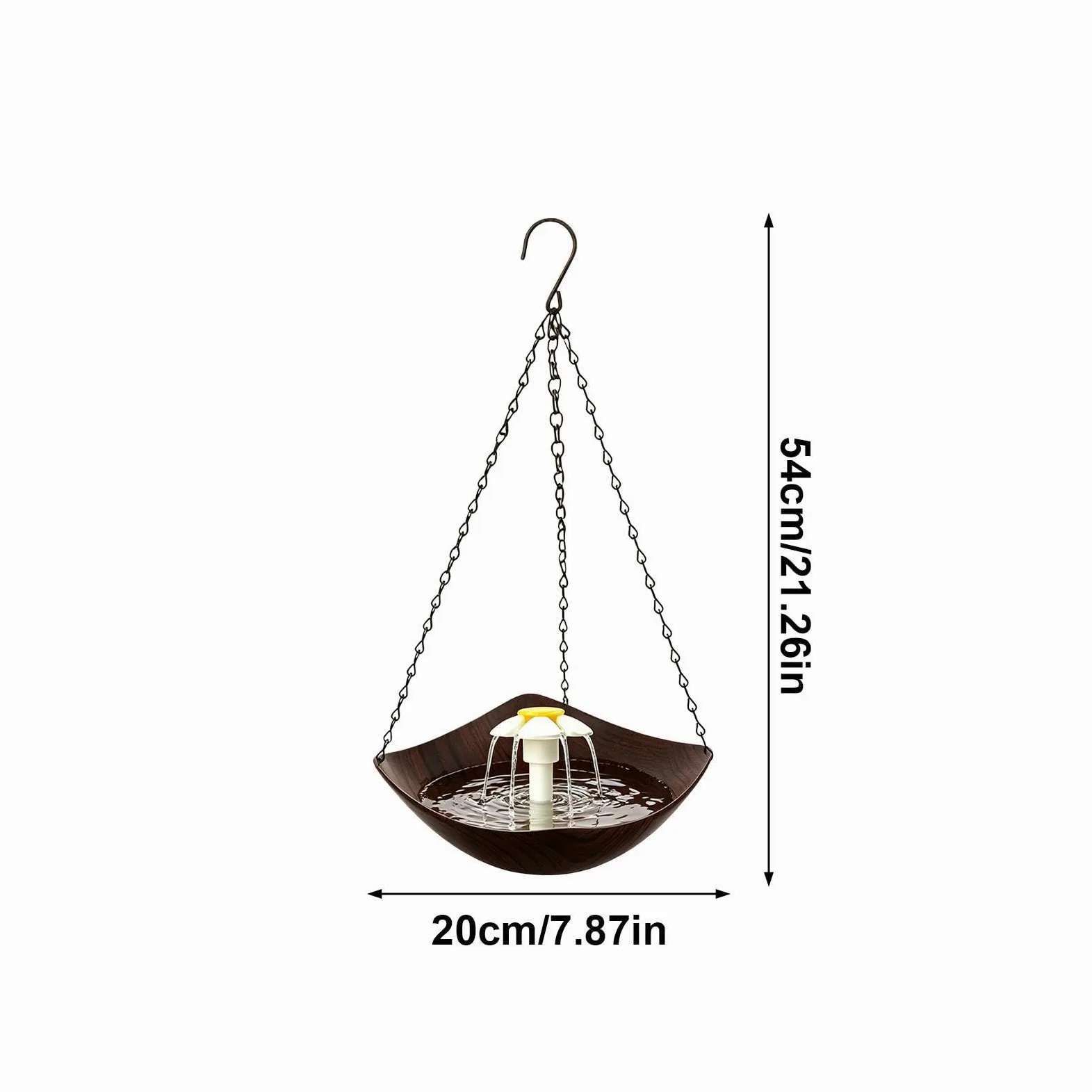 Bain d'Oiseaux pour Extérieur Mangeoire Suspendue avec Pompe Solaire | Fontaine pour Oiseaux pour Jardin, Pelouse, Parc, Arbre, Cour