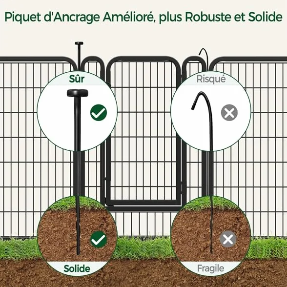 Yaheetech Parc pour Chien 8 Panneaux Enclos Chiens 68 x 100 cm Clôture en Métal Chenil Exterieur