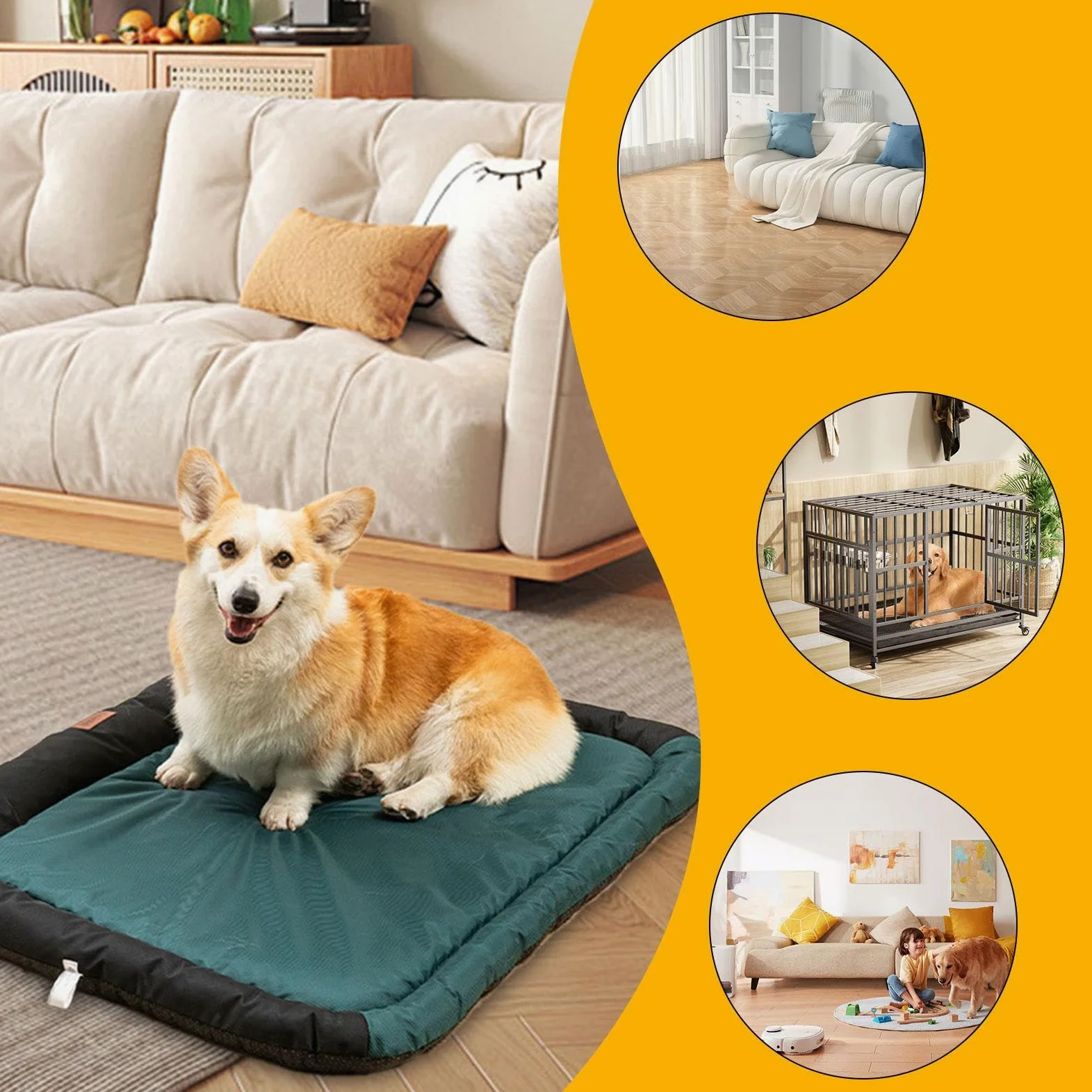 Tapis Pour Cage De Chien Coussin Chenil Chaud Doux Confortable Matelas | Coussin Canin Adapté Aux Chiens Et Chats De Taille Moyenne, Couchage Douillet En Cages Métalliques, Accesso