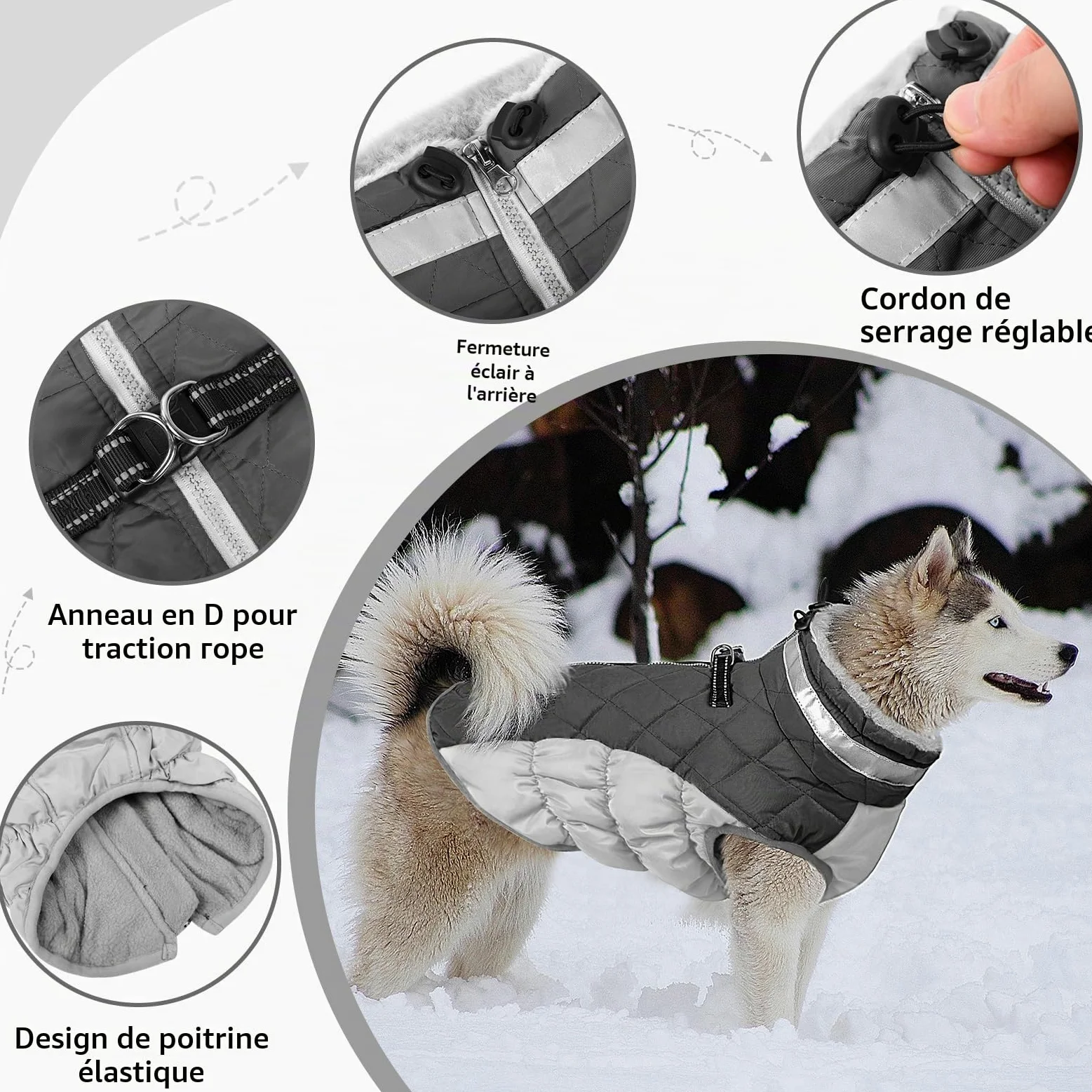 CITÉTOILE Manteau Chien, Manteau Chien Fourré Polaire avec Harnais, Manteau d'hiver pour Chiens Imperméable et Coupe-Vent, Réfléchissant Vetement Chien pour l'hiver pour Teckel, Bouledogue,Chihuahua
