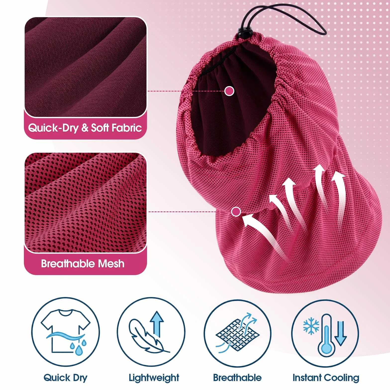 Cache Oreille Chien Snood Ete Empêche Gratter Points Suture Maintient Pansements Oreille Rouge rosé M