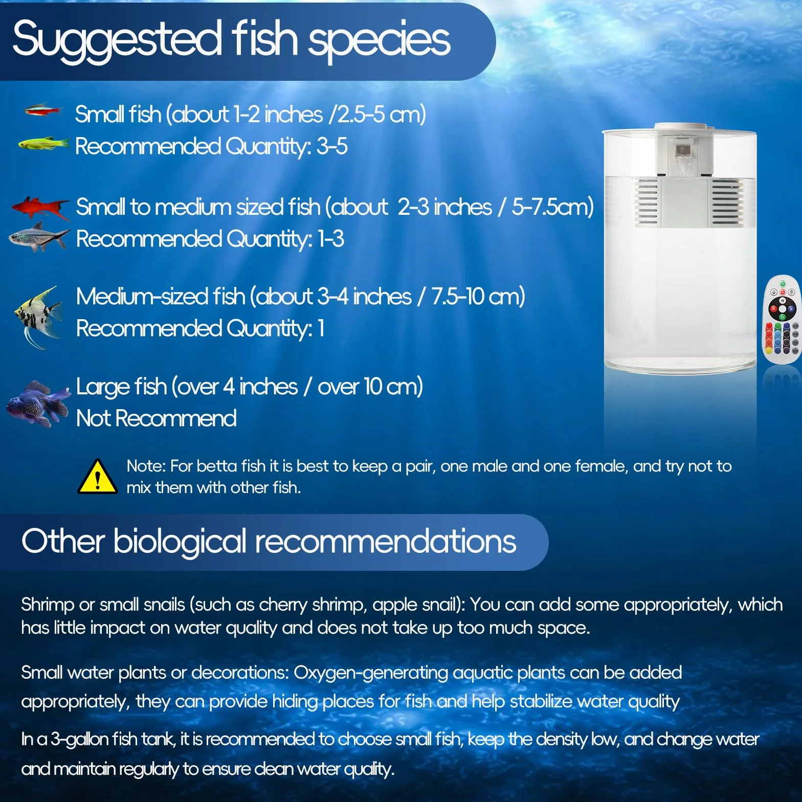 Aquarium Complet avec Filtre et Éclairage LED 11 L Multicolore 360° Fish Tank pour Petits Poissons Betta