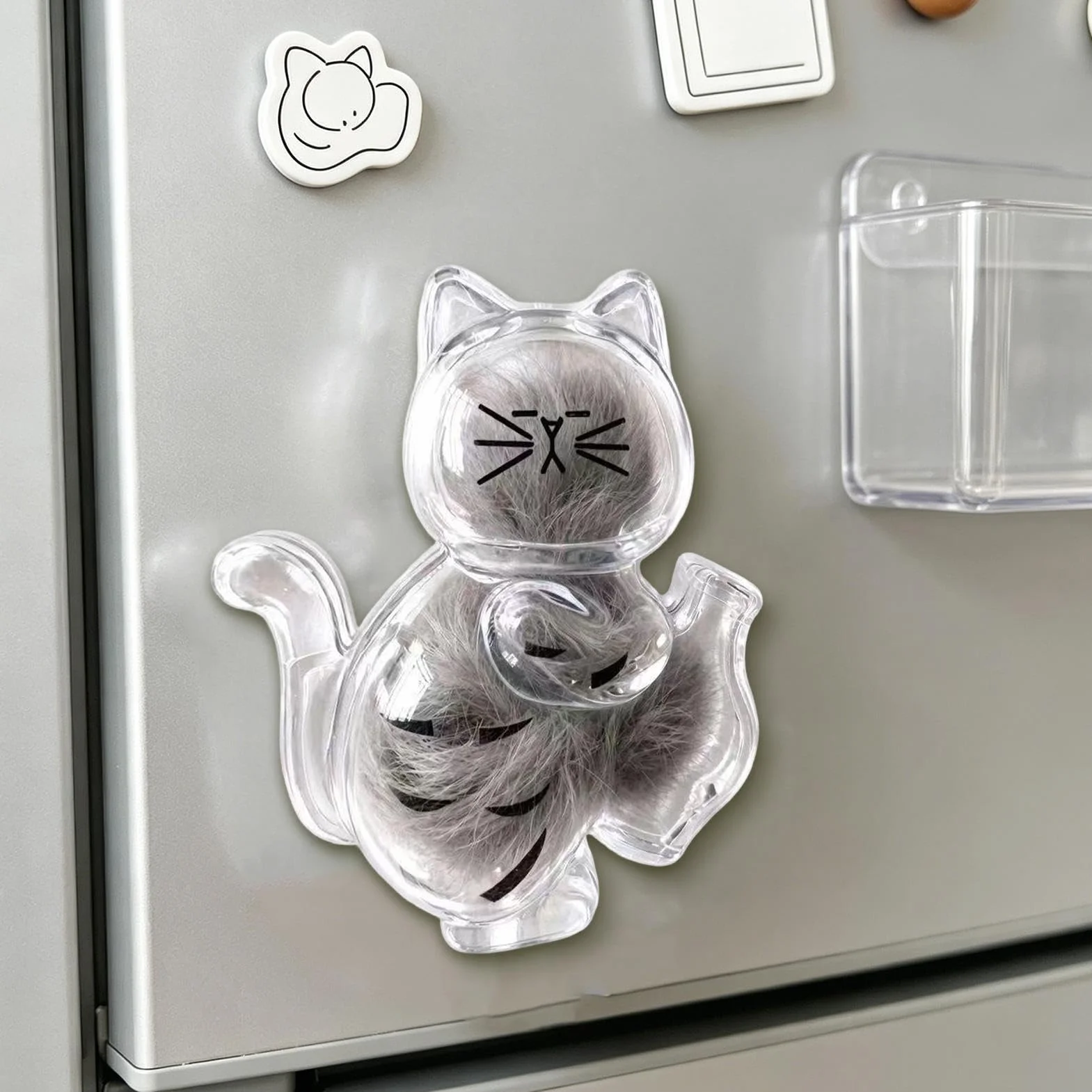 Cat Hair Collector Case - Pet Storage Container for Grooming Cleanup, ABS Sealed Lid Portable Lint Catcher Box