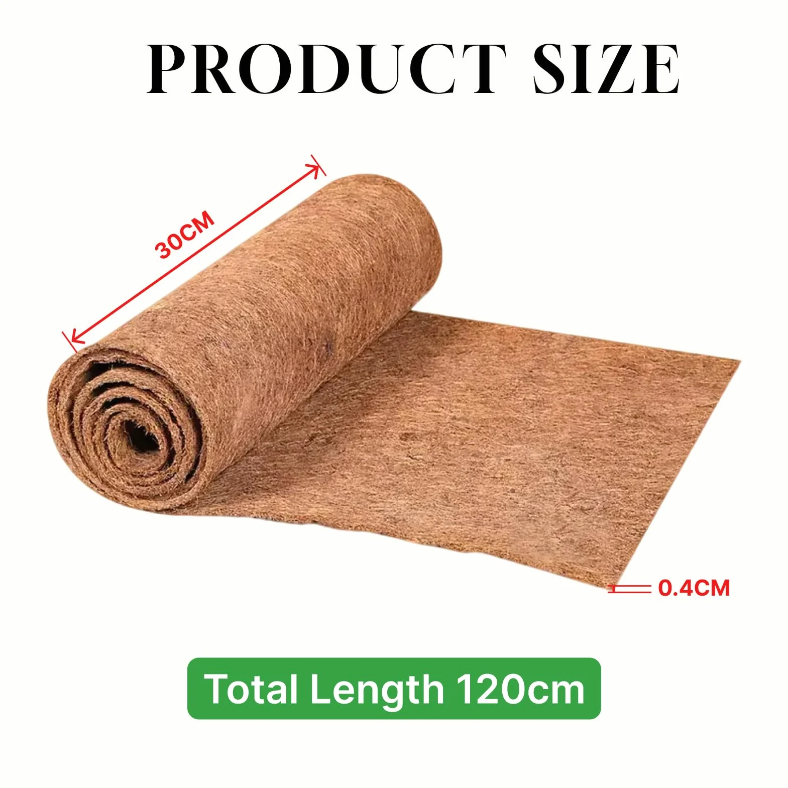 Fibre Coco Rouleau 100% Naturelle 30x120 cm Tapis pour Reptiles Serpents Tortues Lézards