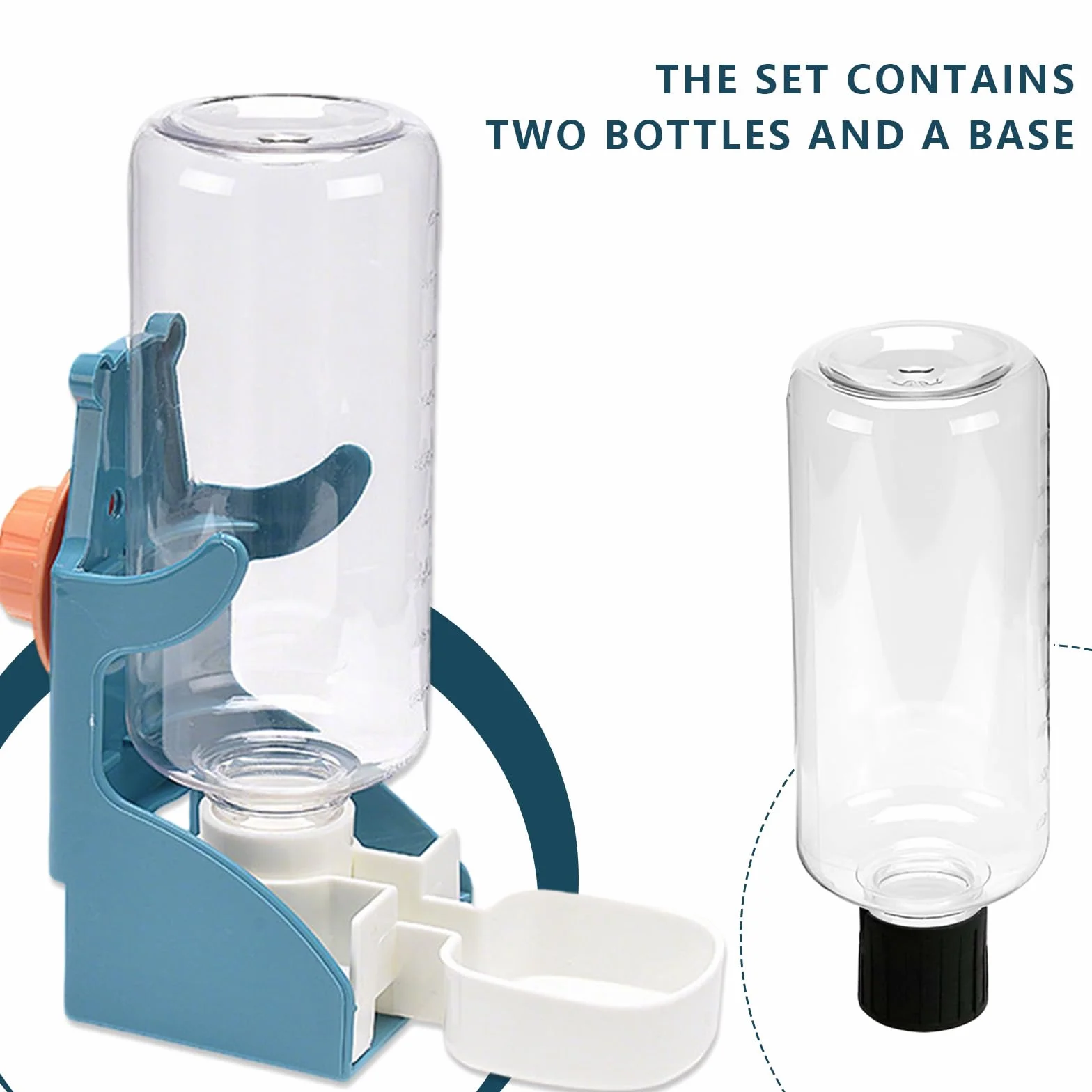 Distributeur d'eau et Nourriture Automatique pour Oiseaux, 2 Bouteilles 500ml, Anti-Fuite, Bleu