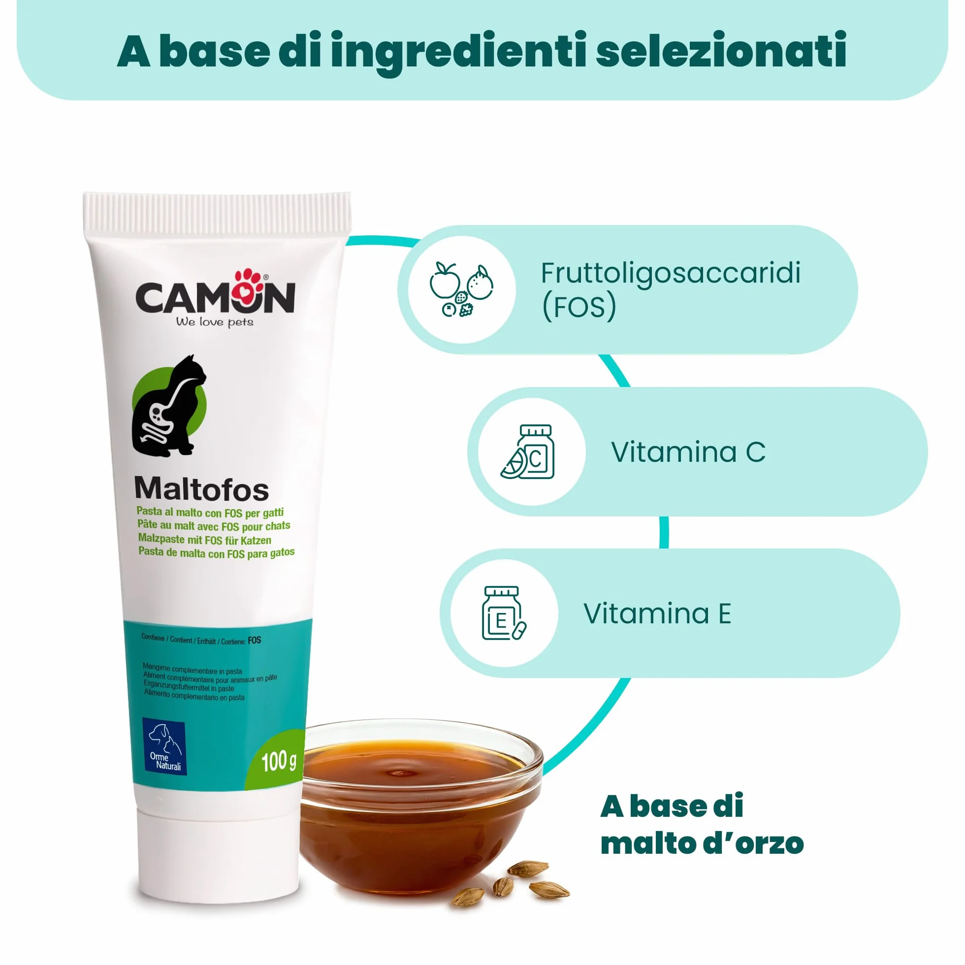 CAMON Maltofos Pâtes au Malte avec FOS Nourriture complémentaire pour Chats Lapins Furets 100 g