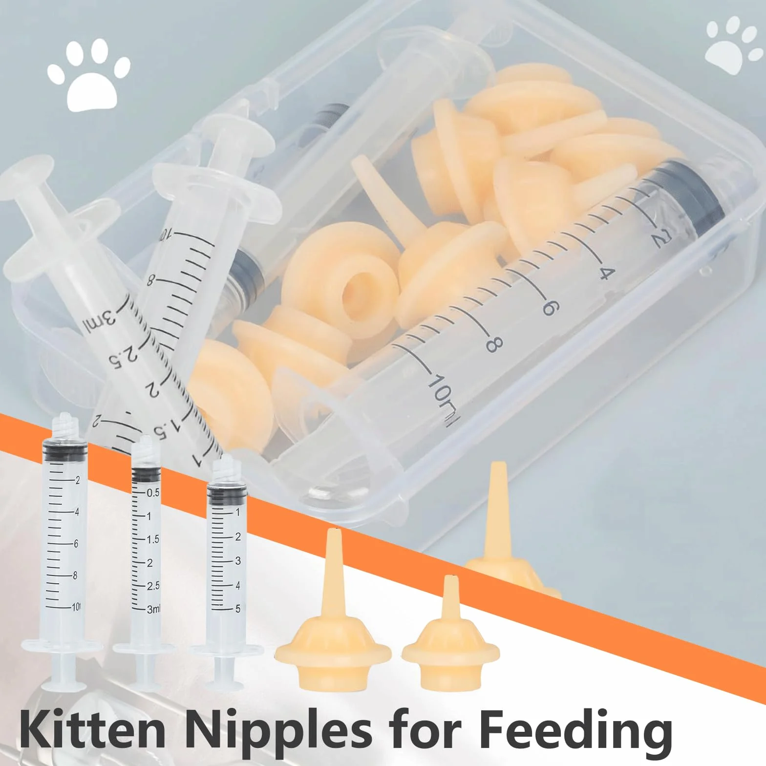 Kit d'alimentation pour chatons avec tétines en silicone réutilisable