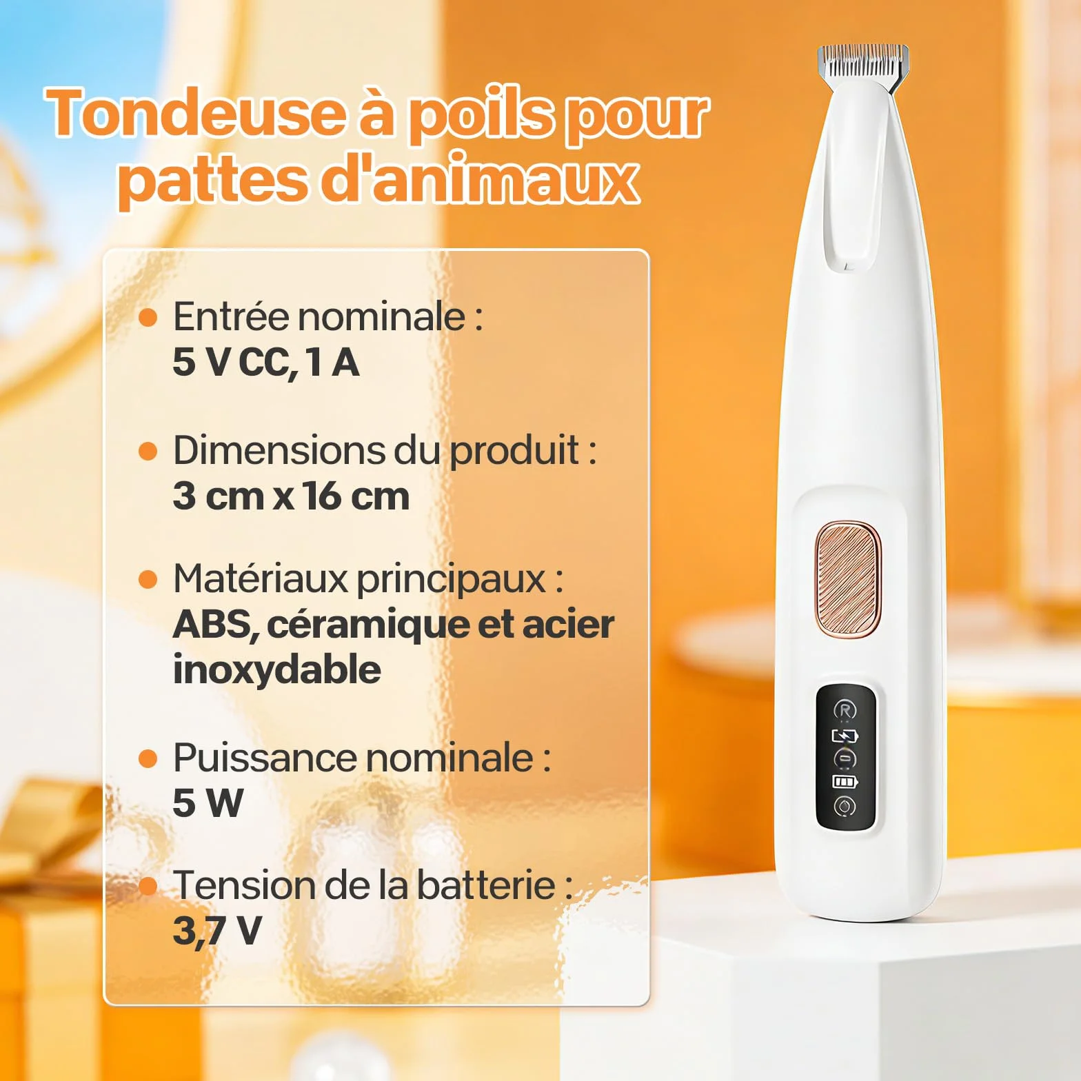 Tondeuse Électrique Ultra-Silencieuse pour Chat, USB Rechargeable, Lames Sûres