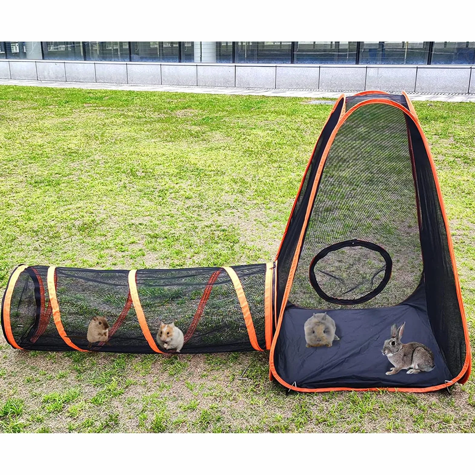 Enclos d'extérieur pour chat Tente portable 6 en 1 Parc tunnel intérieur extérieur pour chats lapins furets petits animaux